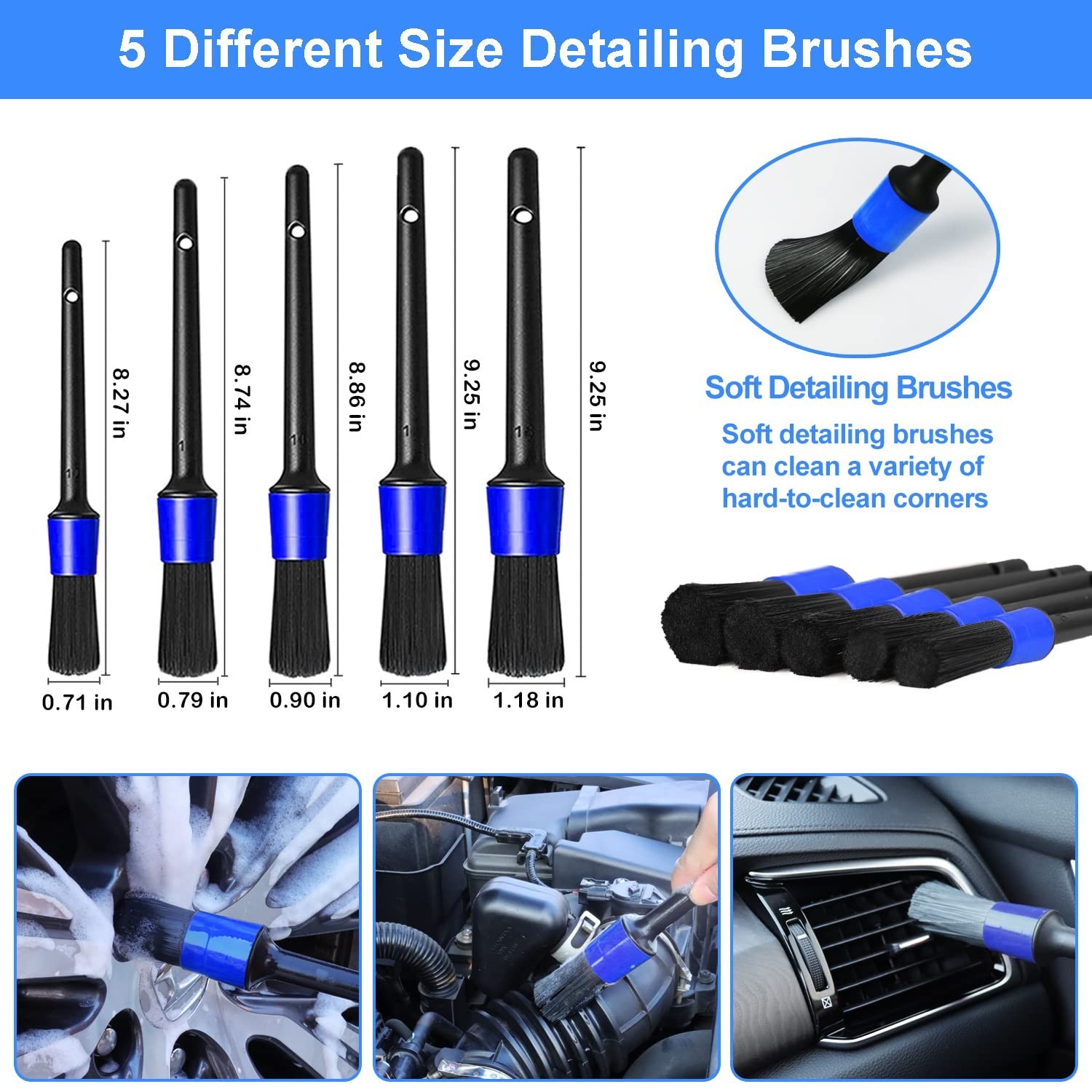 62″ Car Wash Brush Kit – Long Handle Mitt, Scratch-Free Head, Squeegee & Duster