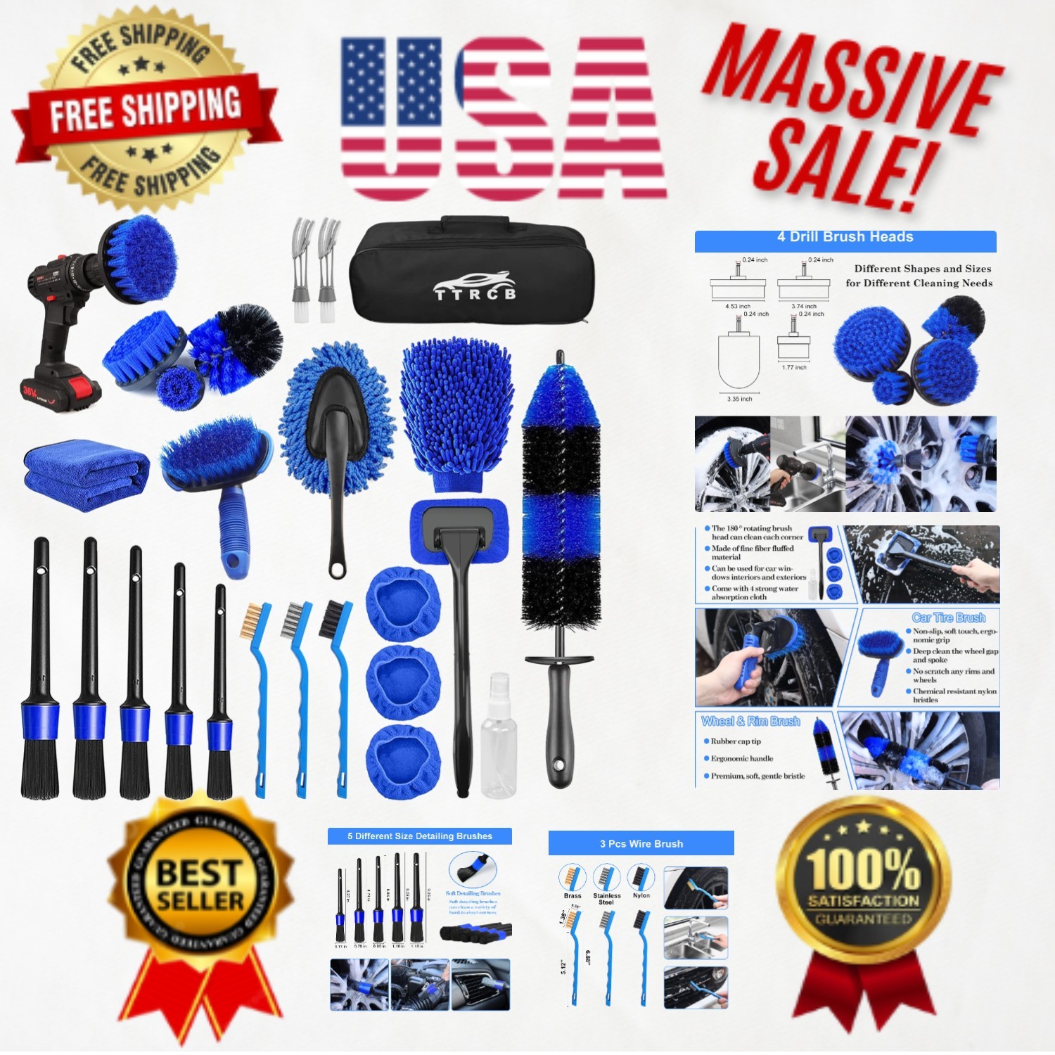 Ultimate 26-Piece Car Detailing Kit with Brushes and Cleaners for Pristine Cars