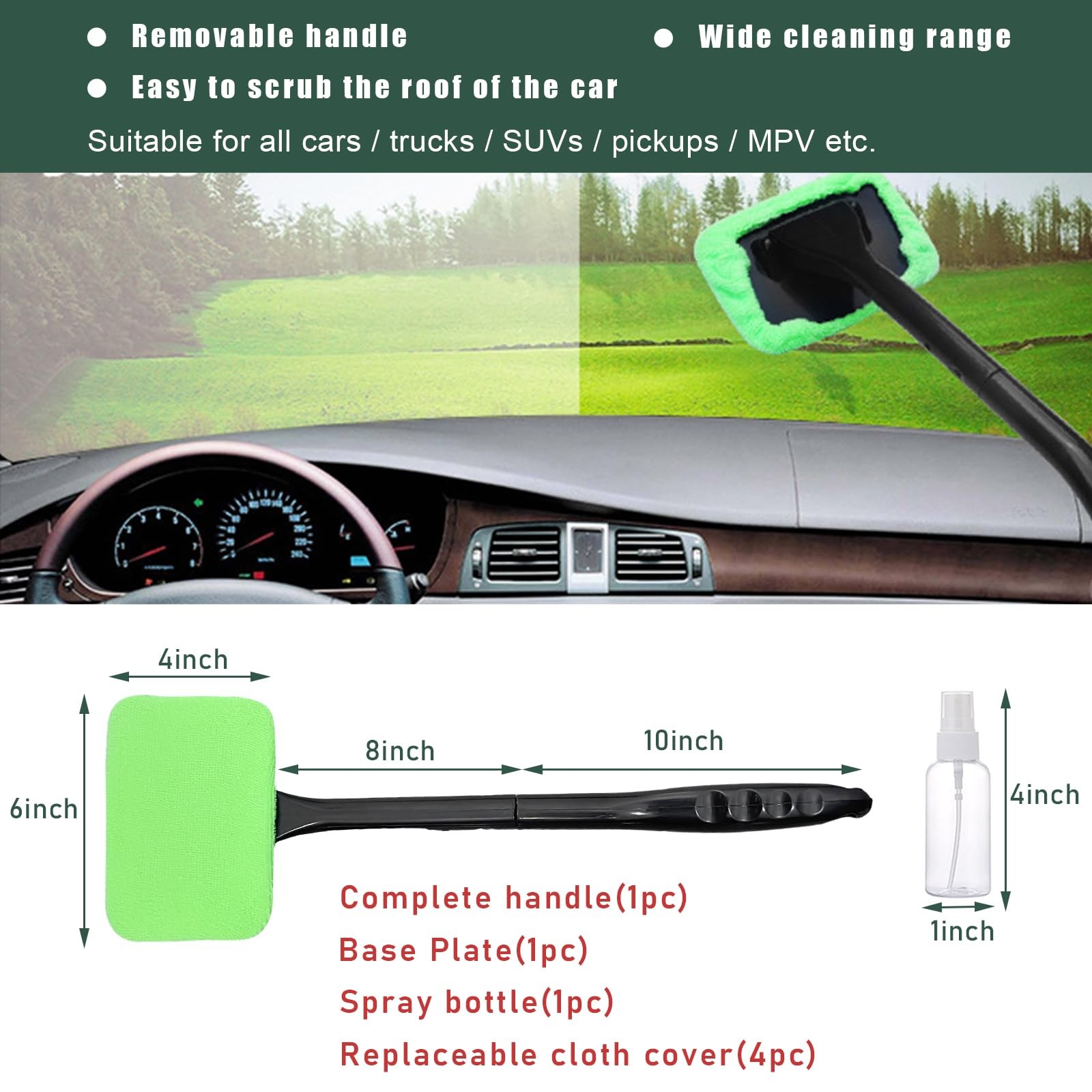 Augeny Car Windshield Cleaning Tool, Microfiber Window 1 Count (Pack of 1)