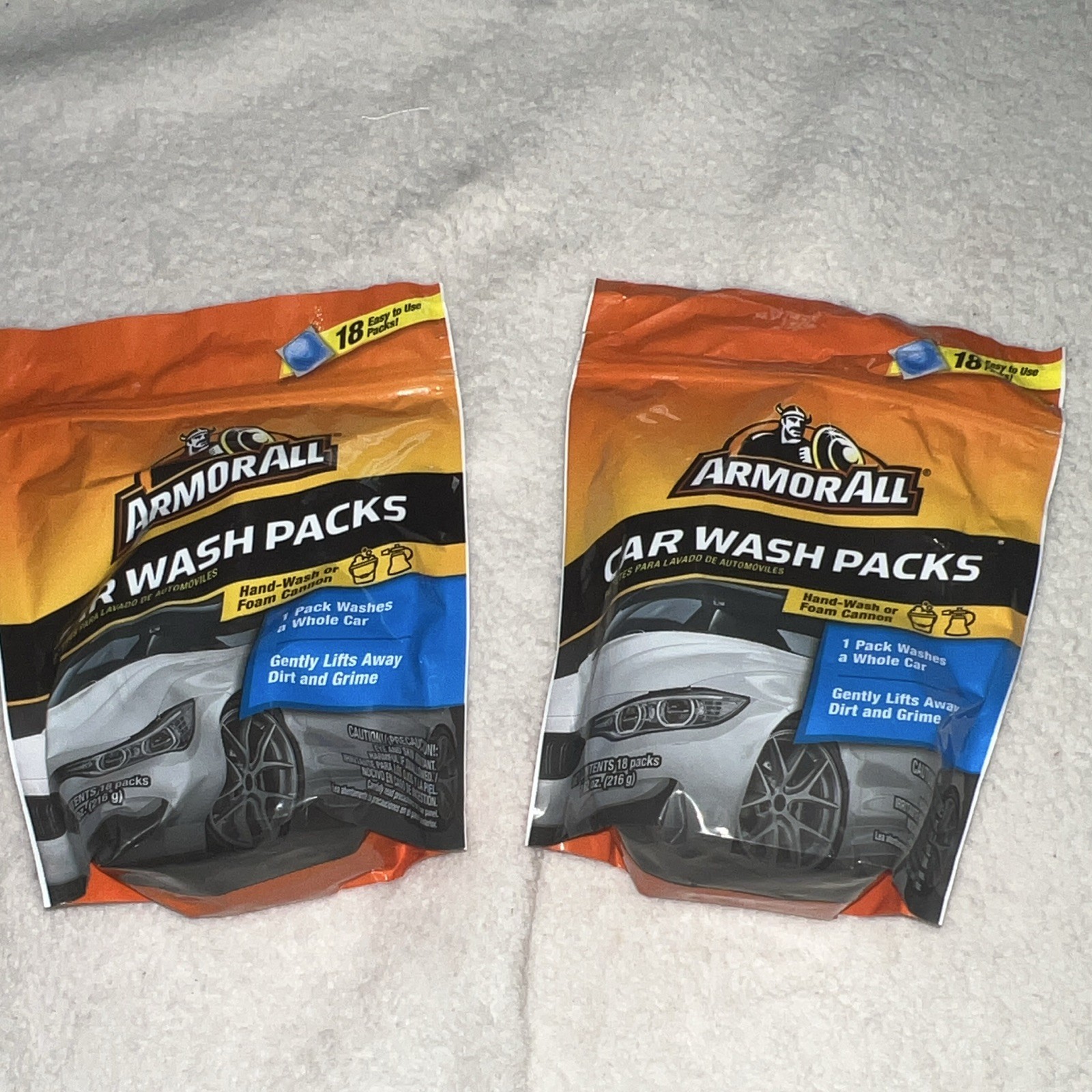 Armor All Car Wash Packs 18 Count Lot of 2 Bags Hand Wash Foam Cannon Soap