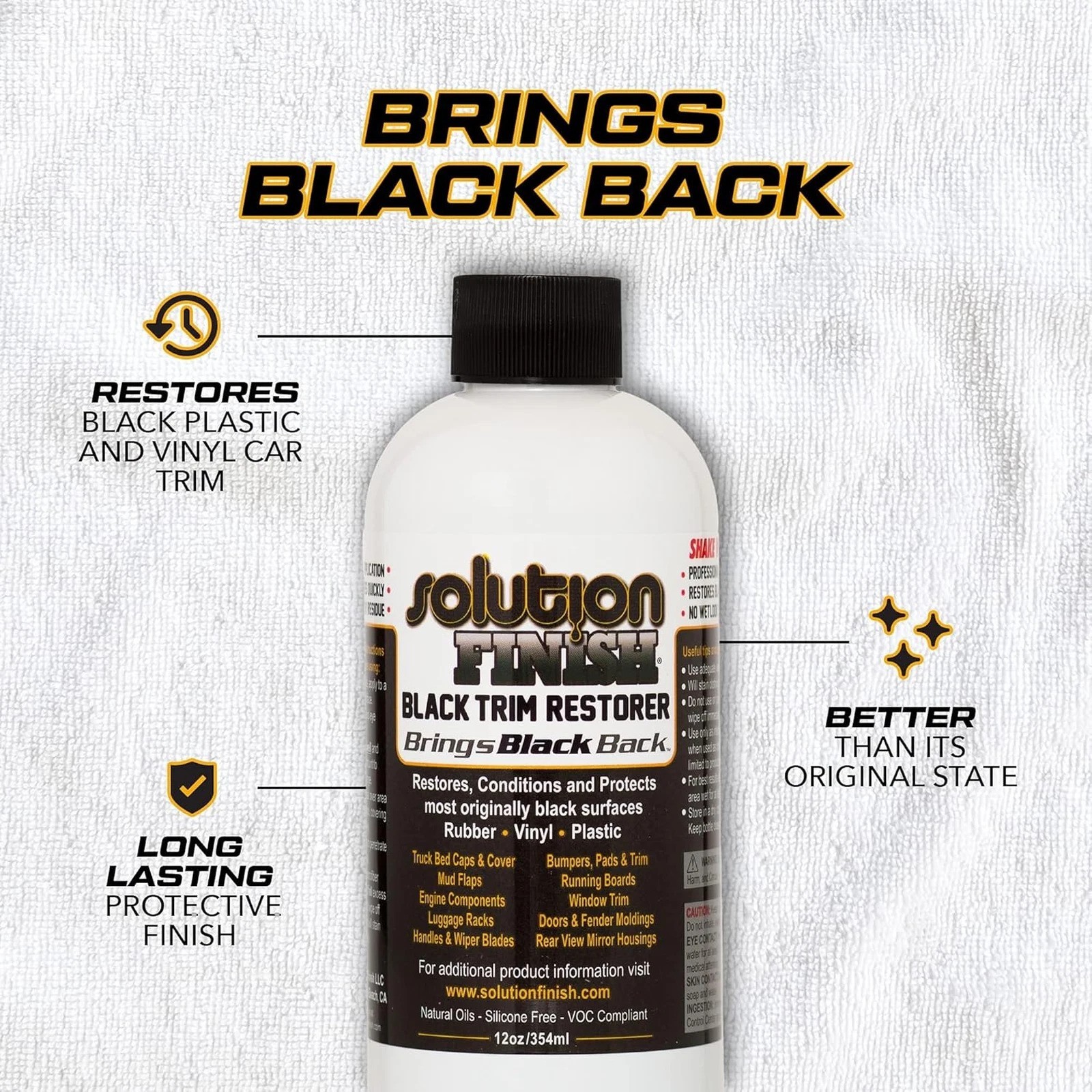 Black Plastic Vinyl Trim Restorer 12 oz for Car Truck Bumpers Mud Flaps Plastic