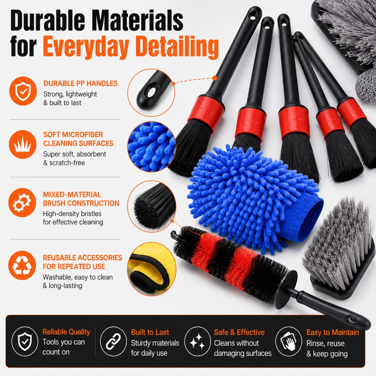 18-Piece Car Detailing Kit – Complete Interior & Exterior Cleaning Set, Brushes