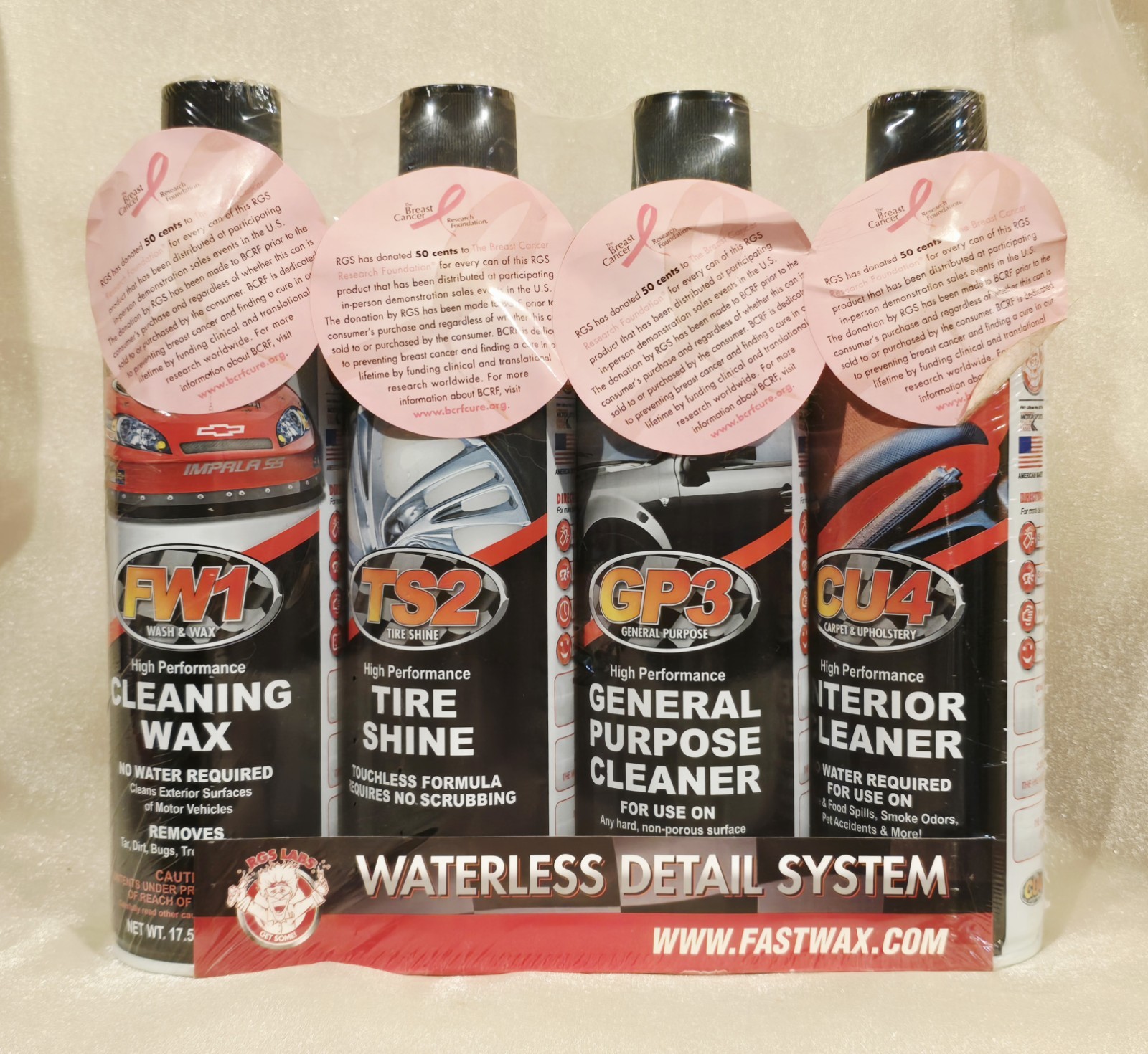 Fastwax Waterless 4PC Automotive or Boat Detail System Car Wash Kit Fast Wax NEW