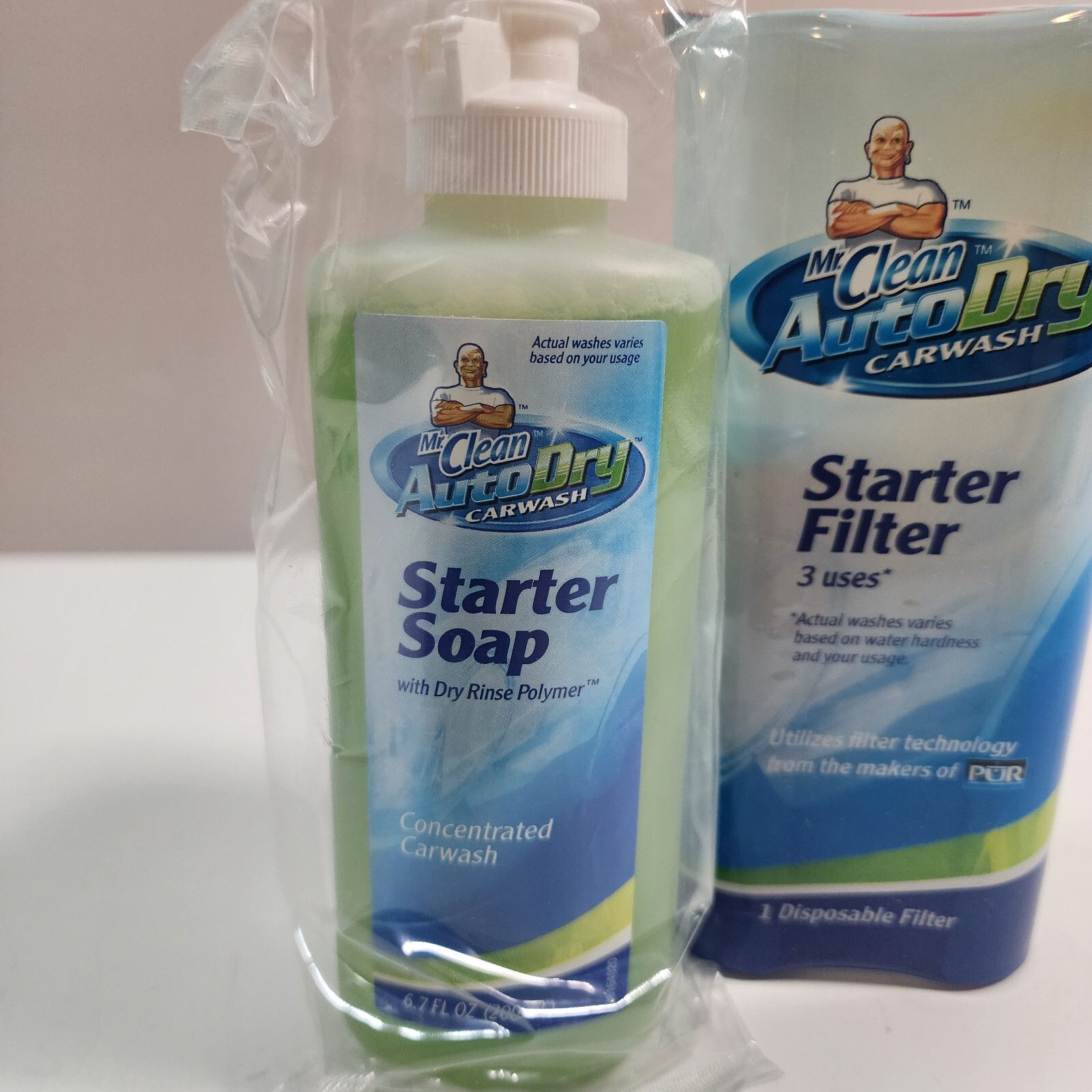 Mr. Clean Auto Dry Car Wash Starter Soap 200 ml and Starter Filter 3 uses New