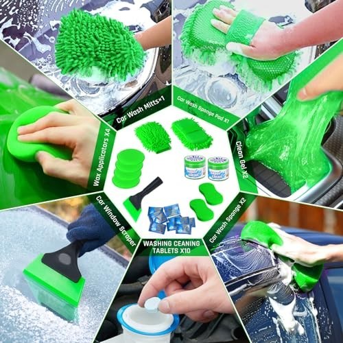 47PCS Car Detailing Kit – Interior Cleaner, Vacuum, Brushes & Bucket for Cars, B