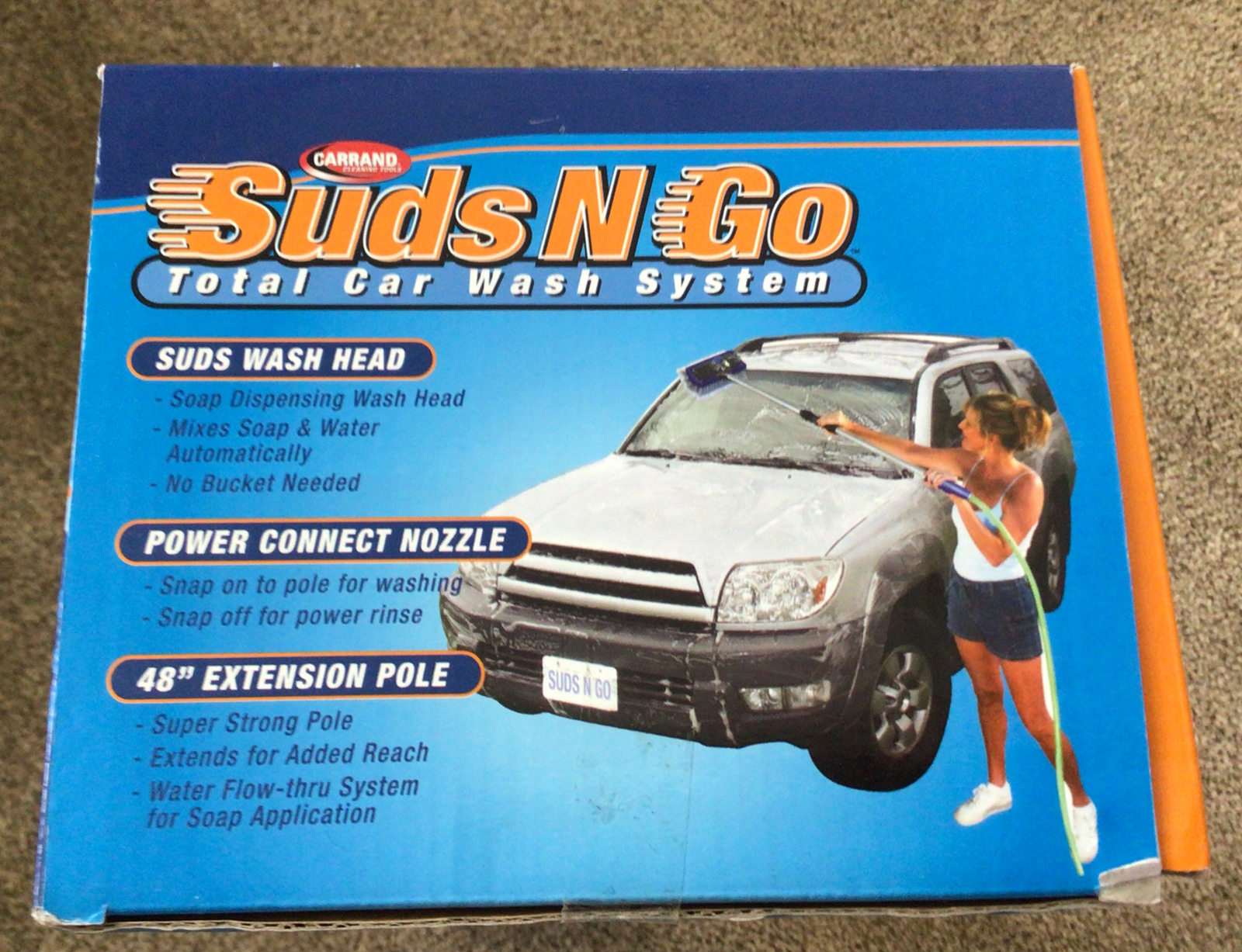 Auto & Home Suds N Go Total Car Washing Kit with Flow-Thru Extending Pole – New