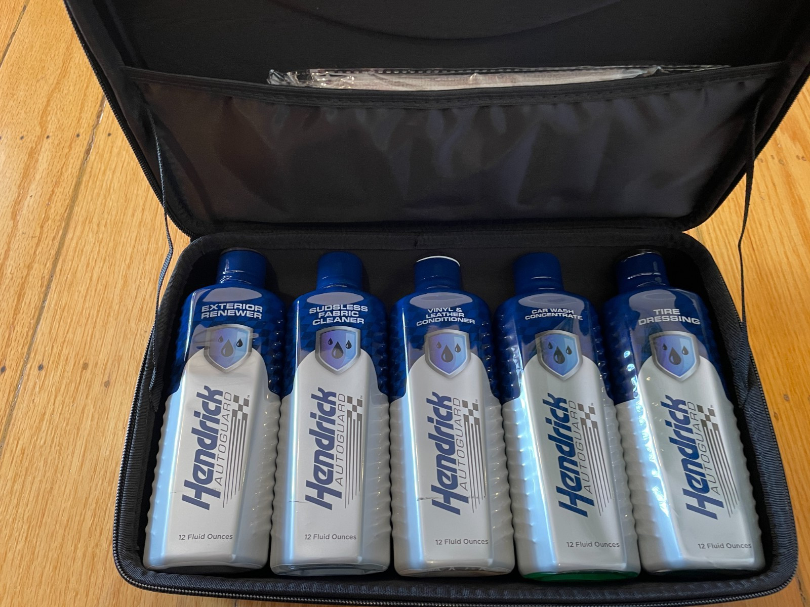 Hendrick Autoguard Car Care System Kit – 5 Bottles, 1 towel, 2 applicators, case