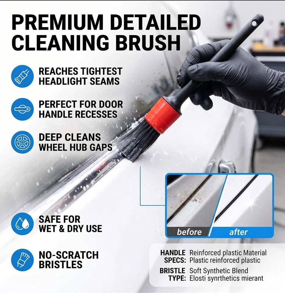 Car Detailing Cleaning Brush Tire Rim Washing Scrub Wheel Cleaner Tool Kit 5Pcs