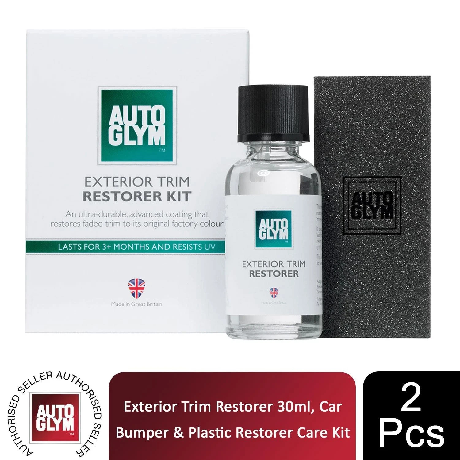 Autoglym Exterior Trim Restorer 30ml, Car Bumper & Plastic Restorer Care Kit