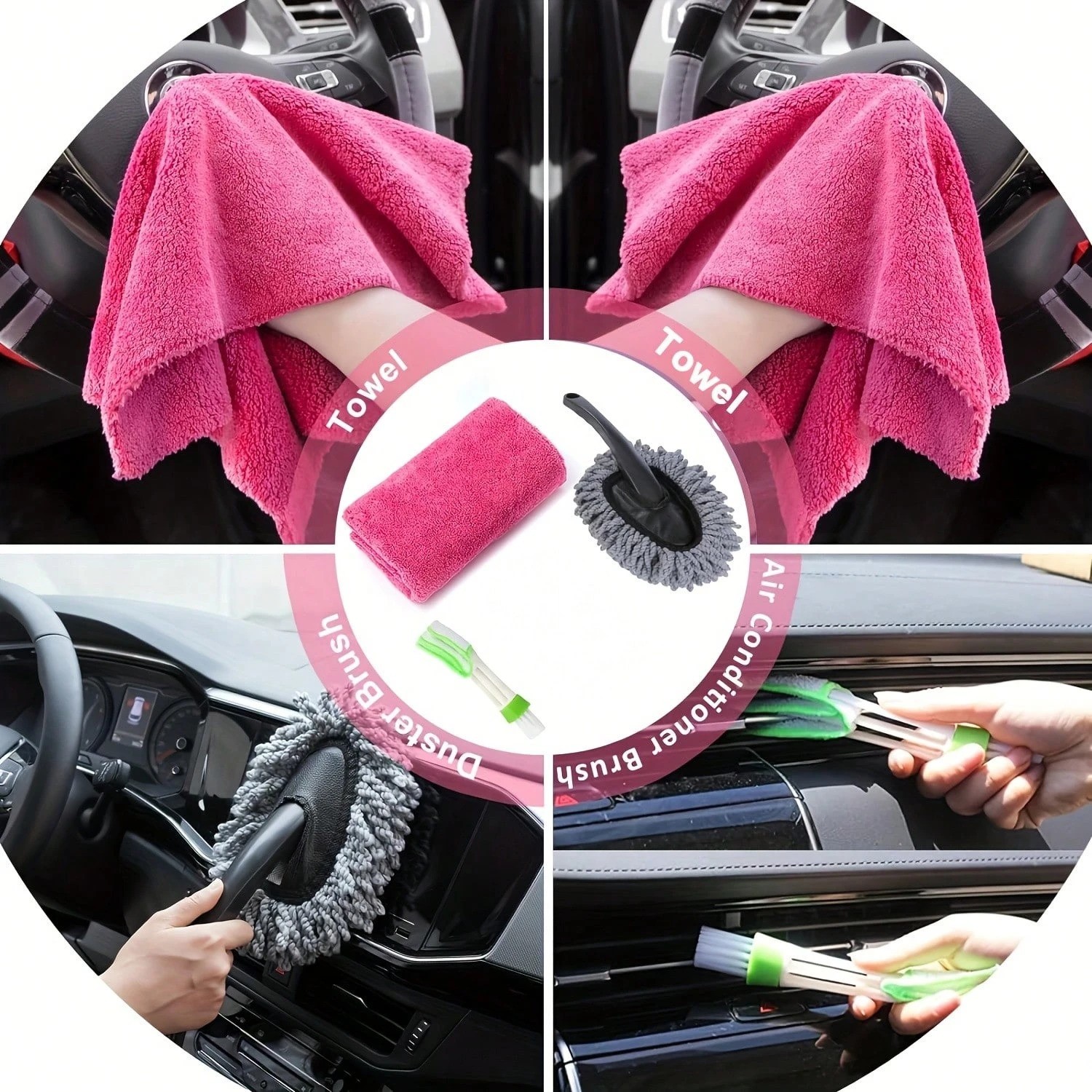 19 Piece Car Cleaning Kit Handheld Vacuum Interior Detail Tools