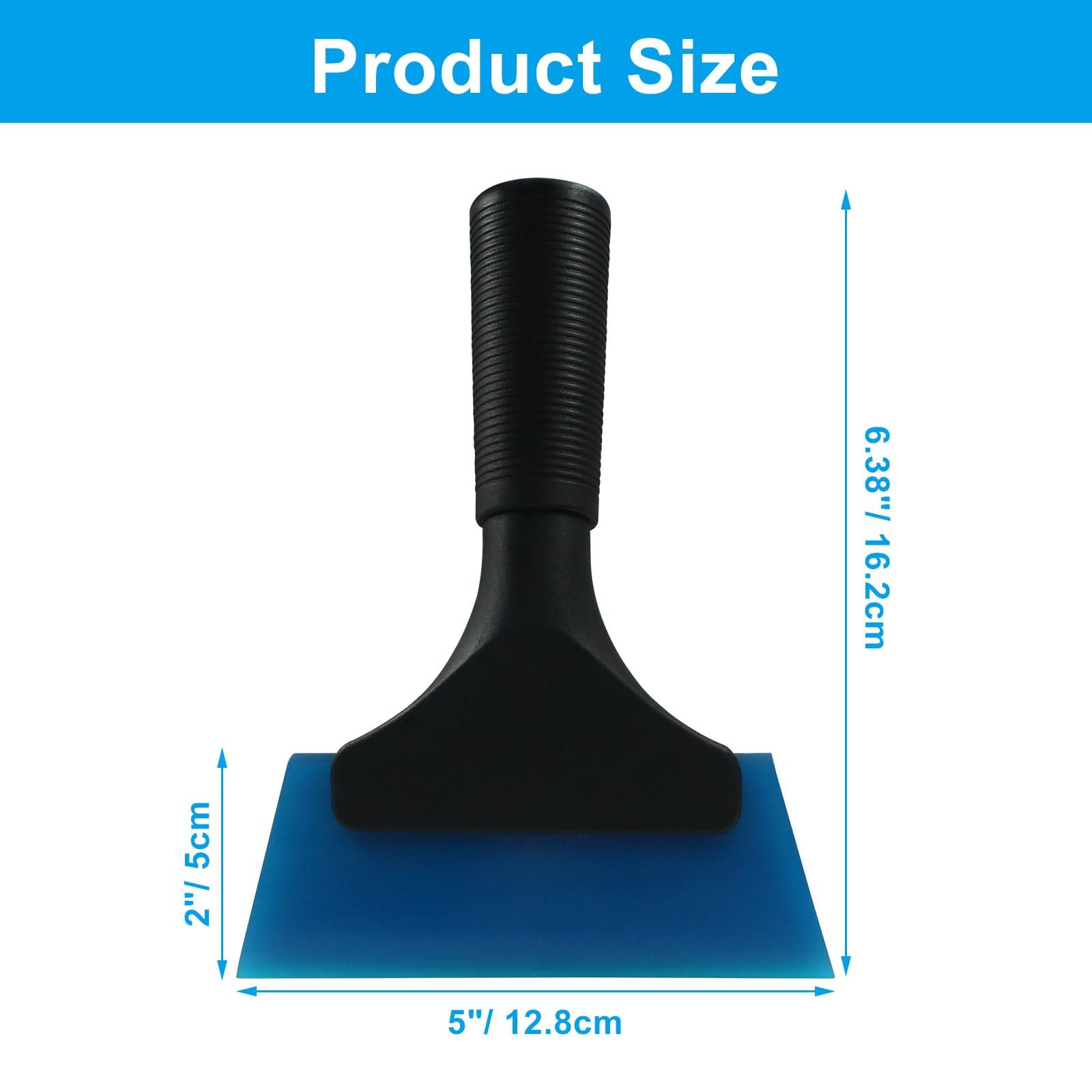 Hordion 2 Pcs Small Squeegee 5 Inch, Rubber Blade Window Tint Blue