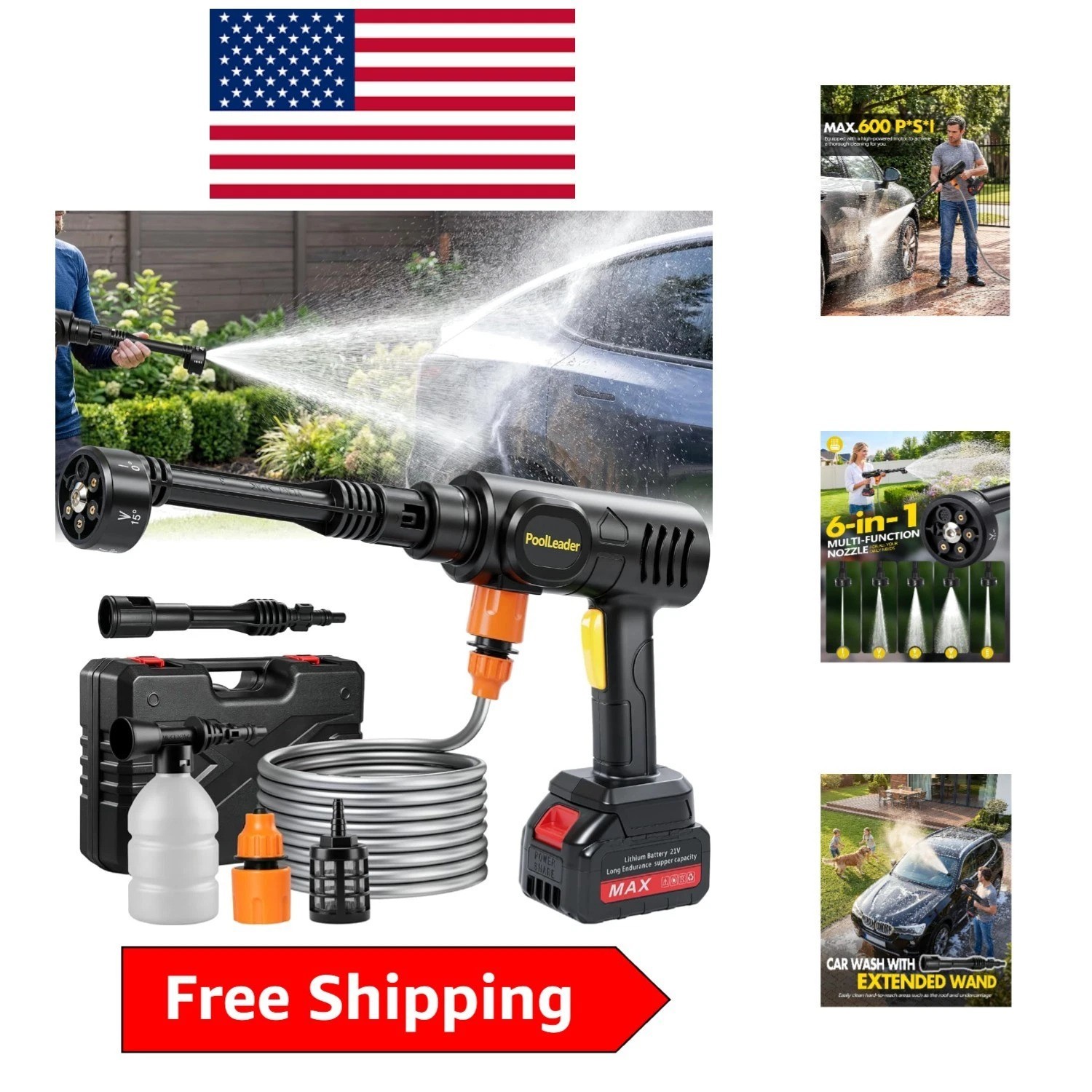 Efficient Handheld Cordless Car Washer with Foam Cannon – Ideal for Outdoor Use