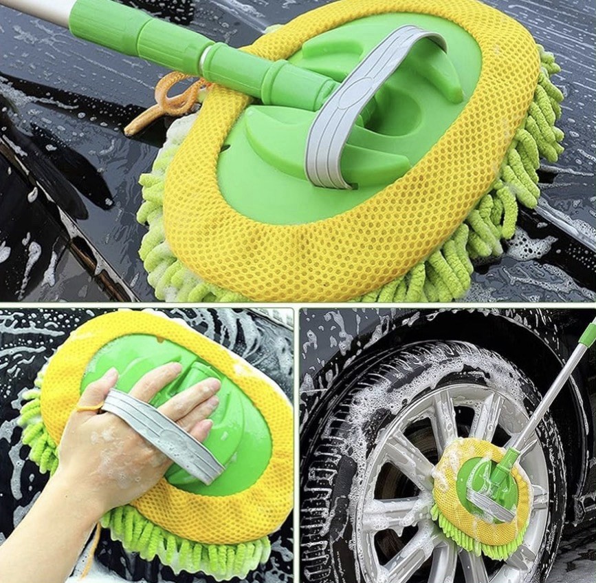 Car Wash Brush & Handle BOGO 2 Expandable Handle 4 Chenille Non-Abrasive Brushes