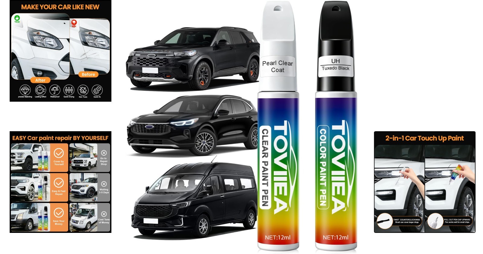 Quick-Drying Tuxedo Black Touch Up Paint Kit – For Ford Cars’ Imperfections