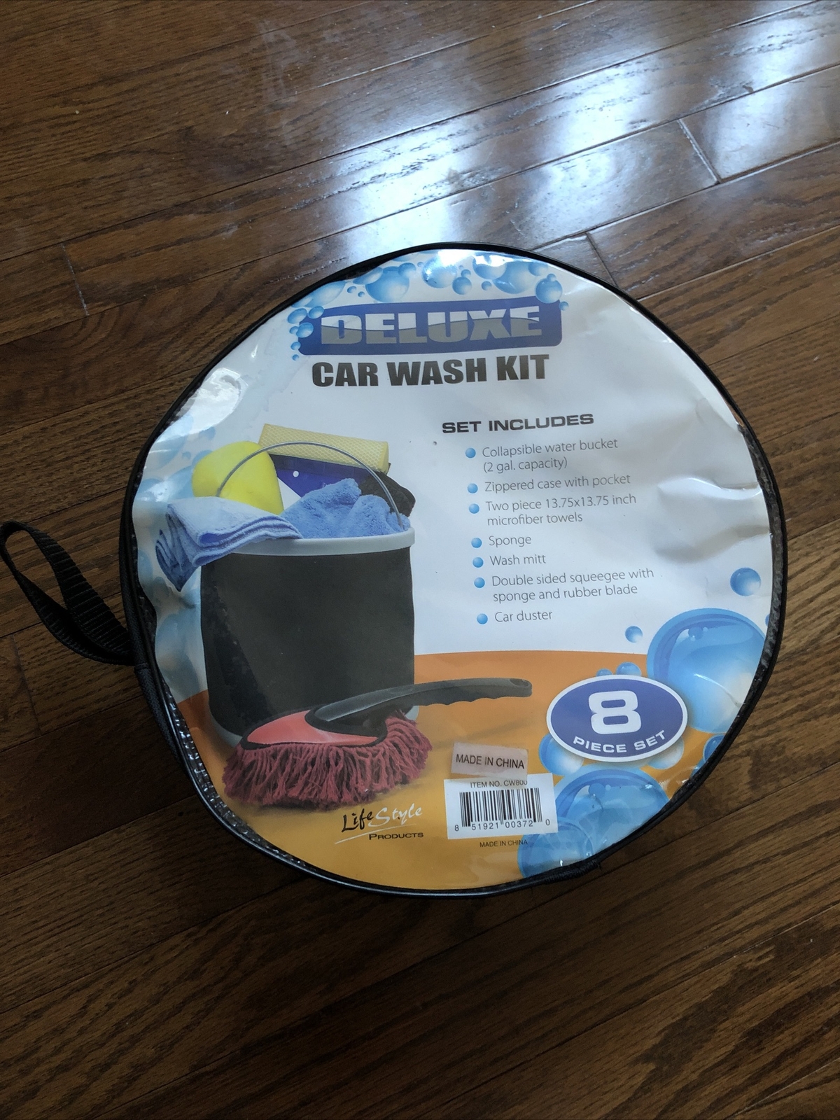 Deluxe Car Wash Kit Bucket Case Mit Duster Sponge Squeegee 8 Piece Set NEW