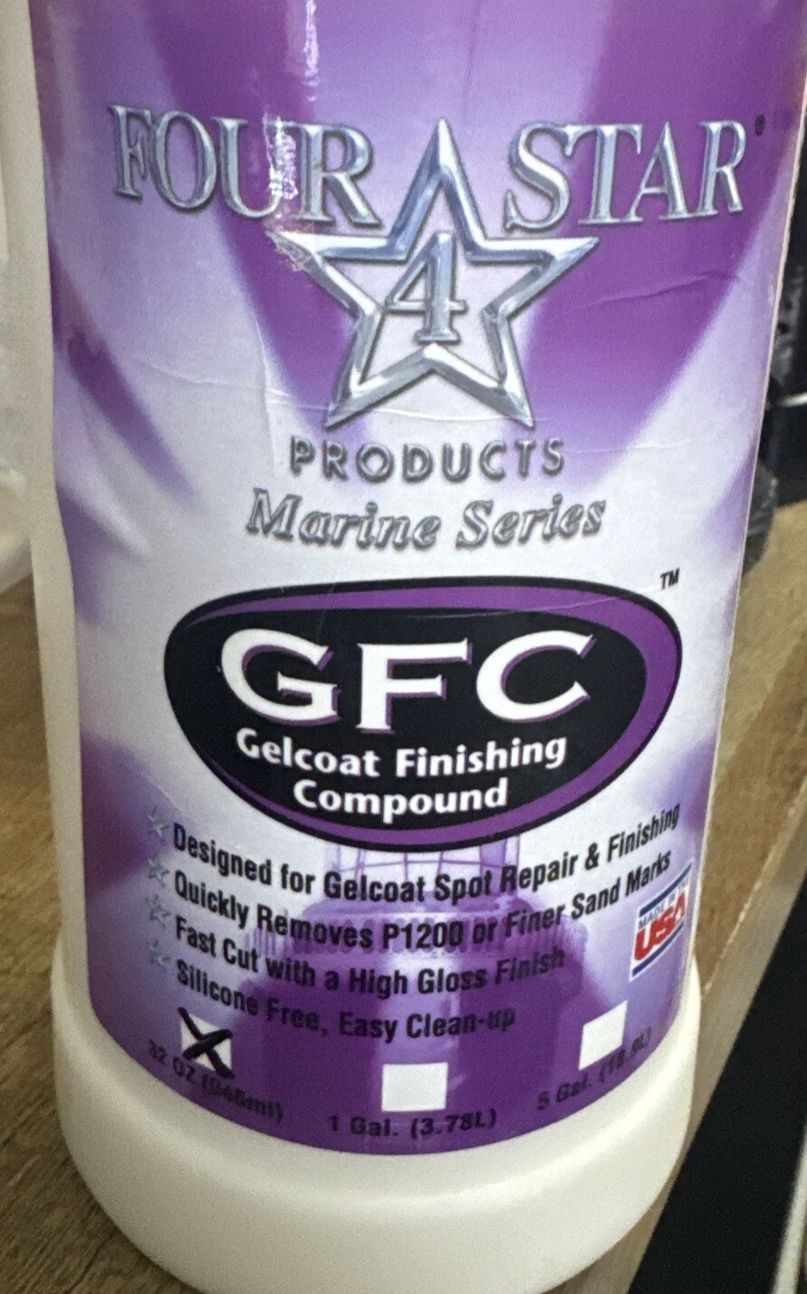 Four Star Marine and RV Repair Gelcoat High Gloss Finish 32oz bottle Brand New