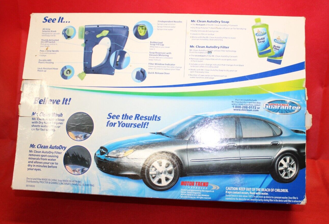 NEW Mr. Clean Auto Dry Car Wash Spray System w/ Soap, Starter Filter .