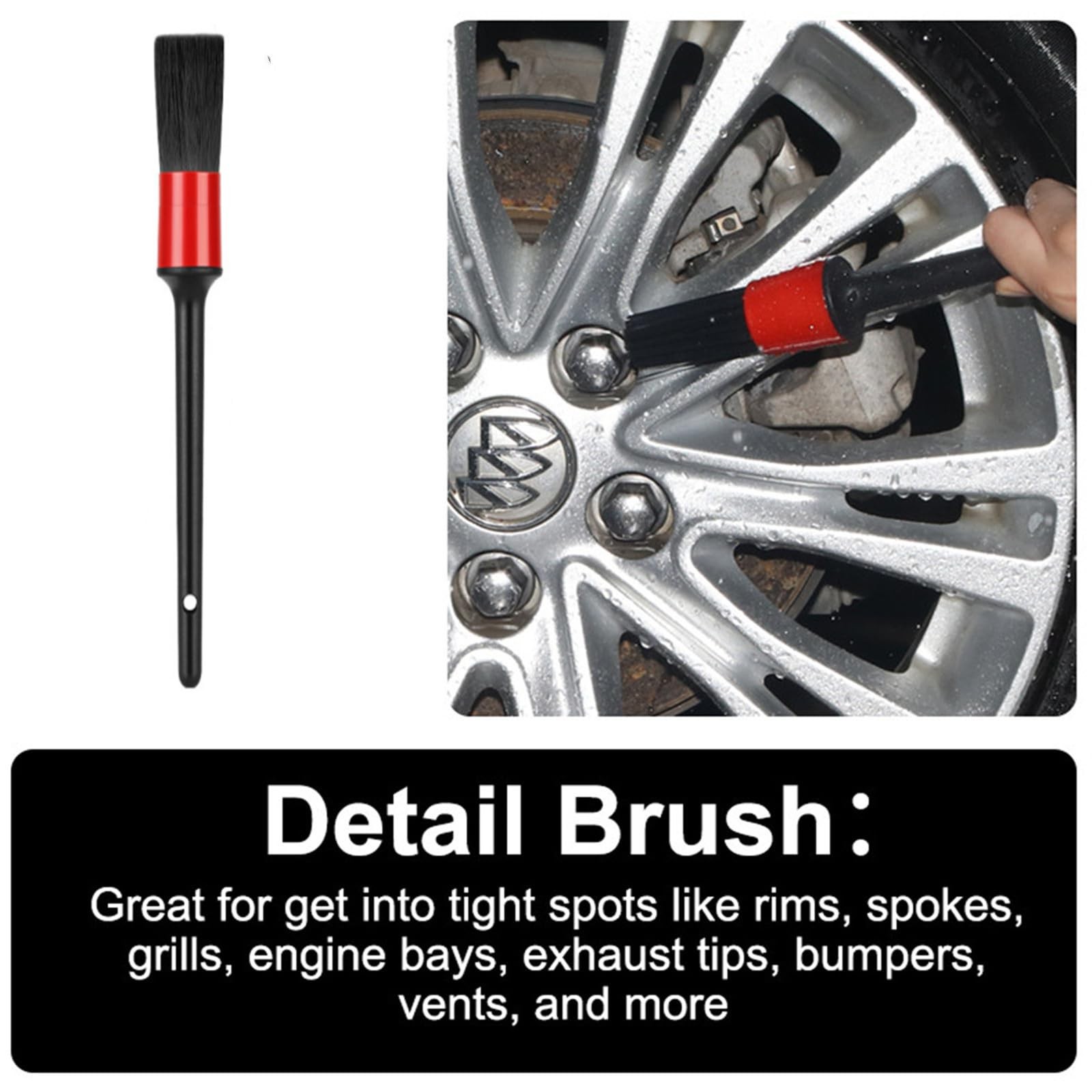 Fitosy Wheel Rim & Tire Brush Set, Soft & Stiff Bristle Wash Cleaning Green