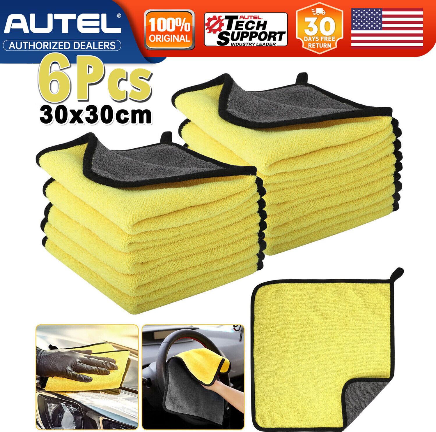 6pcs Thick Auto Wash Microfiber Towel Auto Cleaning Drying Cloth Super Absorben