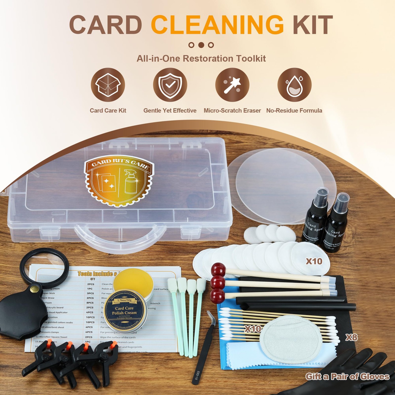Trading Card Cleaning Kit Restoration Card Grading Polish Maintenance Tools 1…