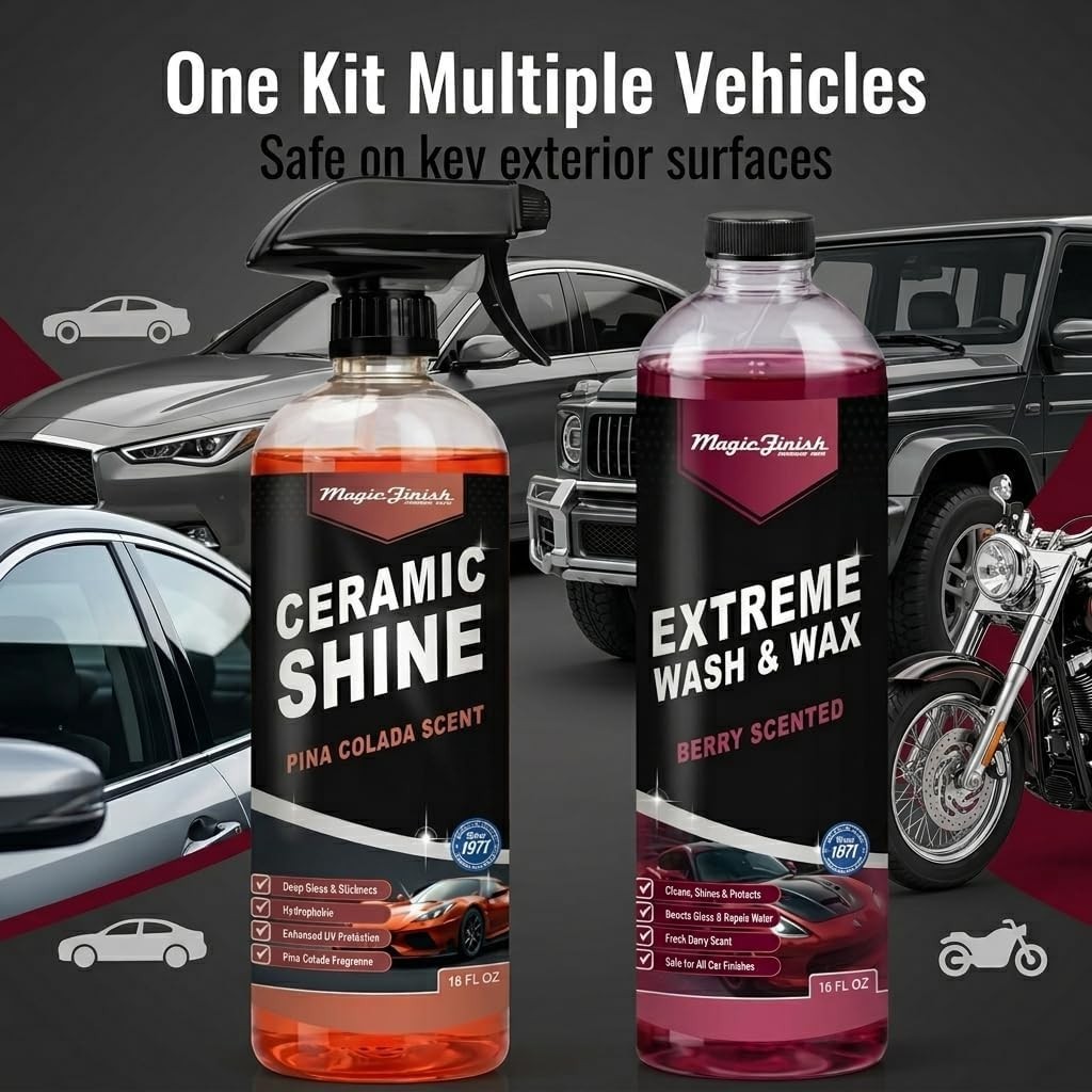 Magic Finish Car Wash & Ceramic Shine Bundle – Extreme Berry Foam Wash + Ceramic