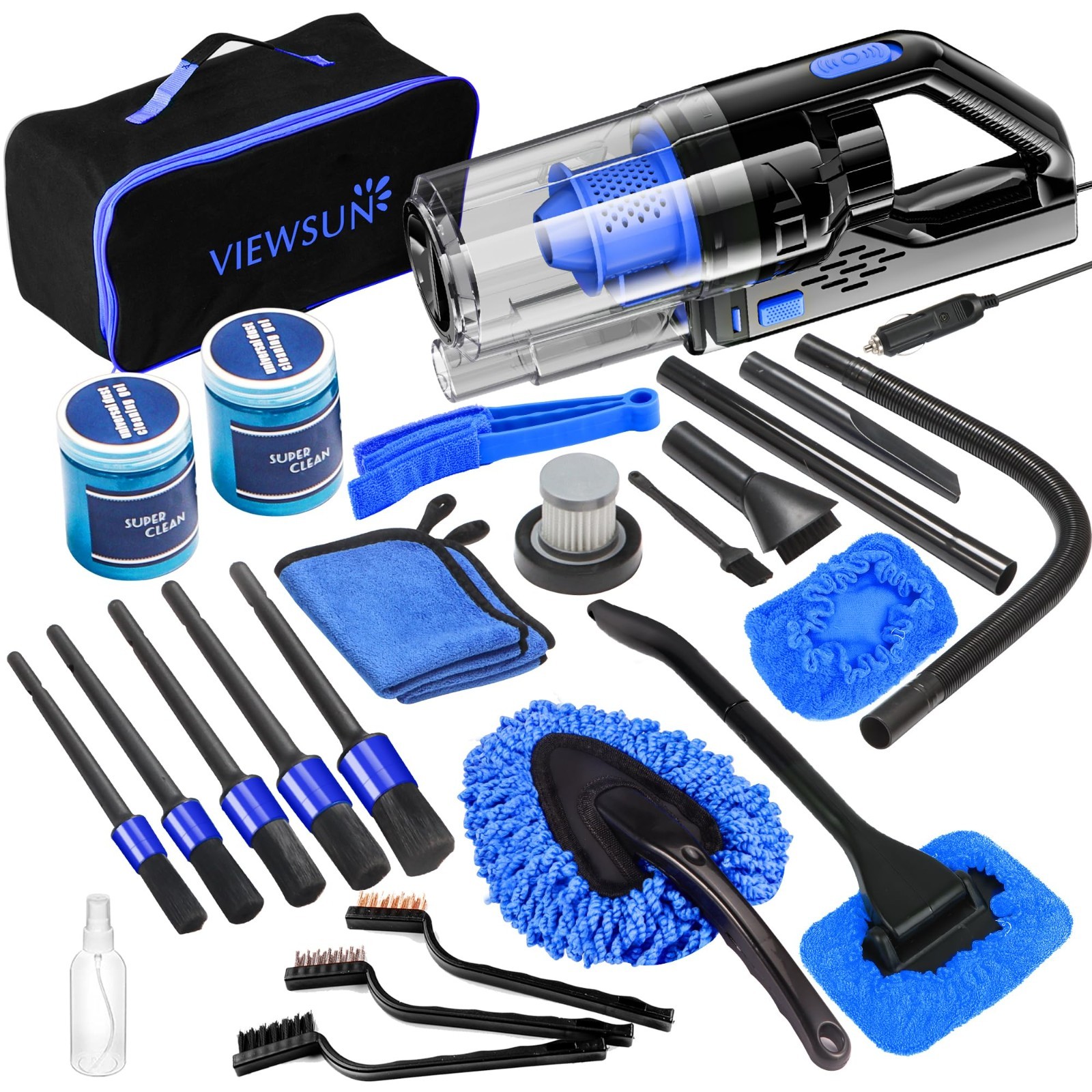 Car Cleaning Kit – Interior Detailing Set with Handheld Vacuum, Brushes & Gel