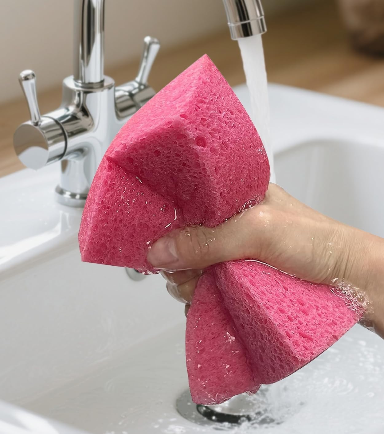 Large Pink Multi-Purpose Cleaning Sponges for Car Kitchen Bathroom 3 Pack