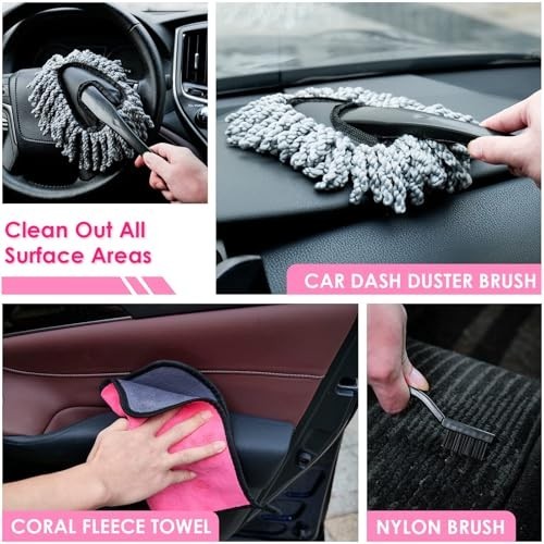 17Pcs Car Interior Cleaning Kit – Windshield Cleaner, Detailing Brush & Gel, Gif