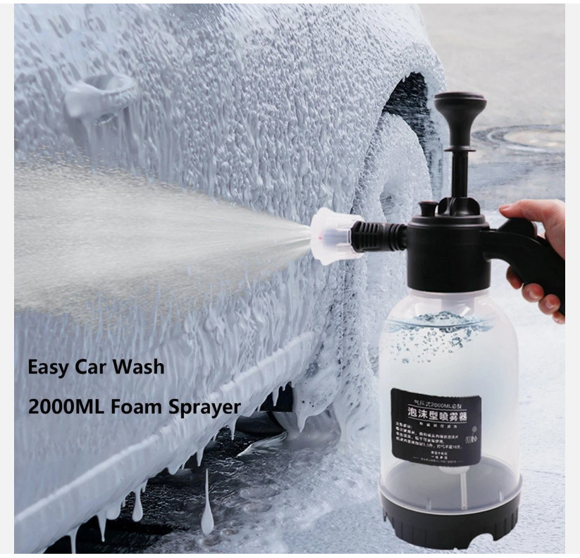 2L Hand Pump Foam Sprayer Car Wash Snow Foam Cannon Bottle with 3 Nozzles