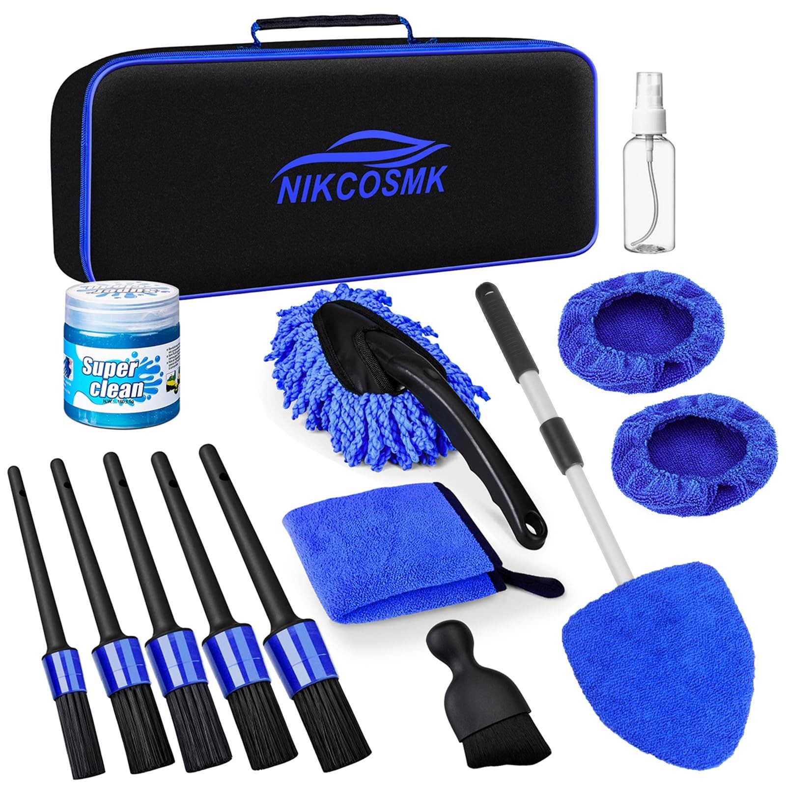 15Pcs Car Interior Detailing Kit, Windshield Cleaner Tool, Brushes & Gel, Auto C