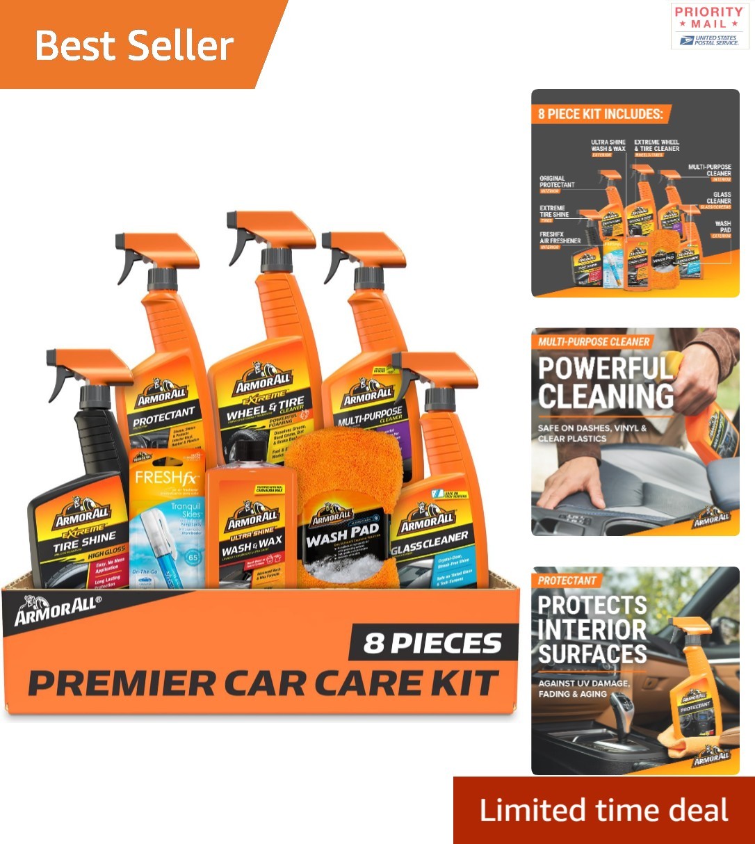 8 Piece Premier Car Cleaning Kit Includes Tire Cleaner Multi Purpose Degreaser