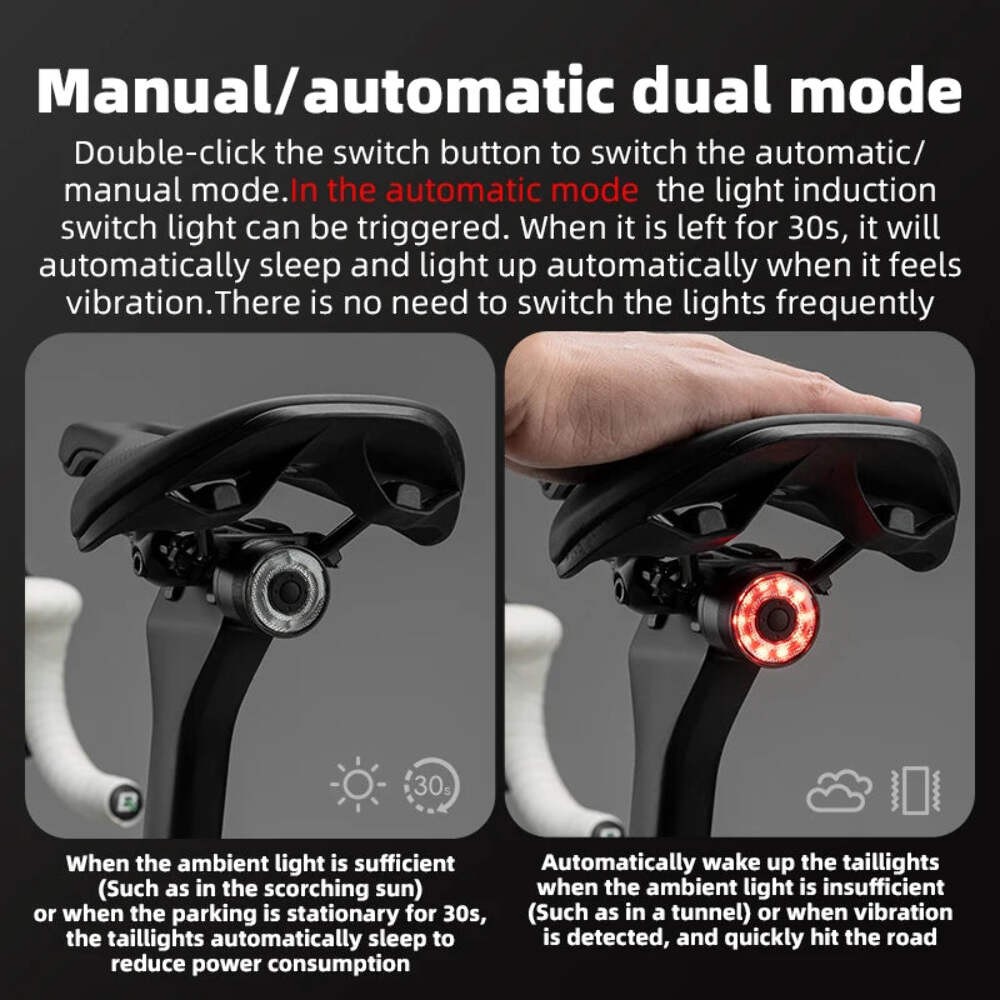 ROCKBROS Bicycle Tail Light Smart Brake Sensing Rear Bike Aluminum