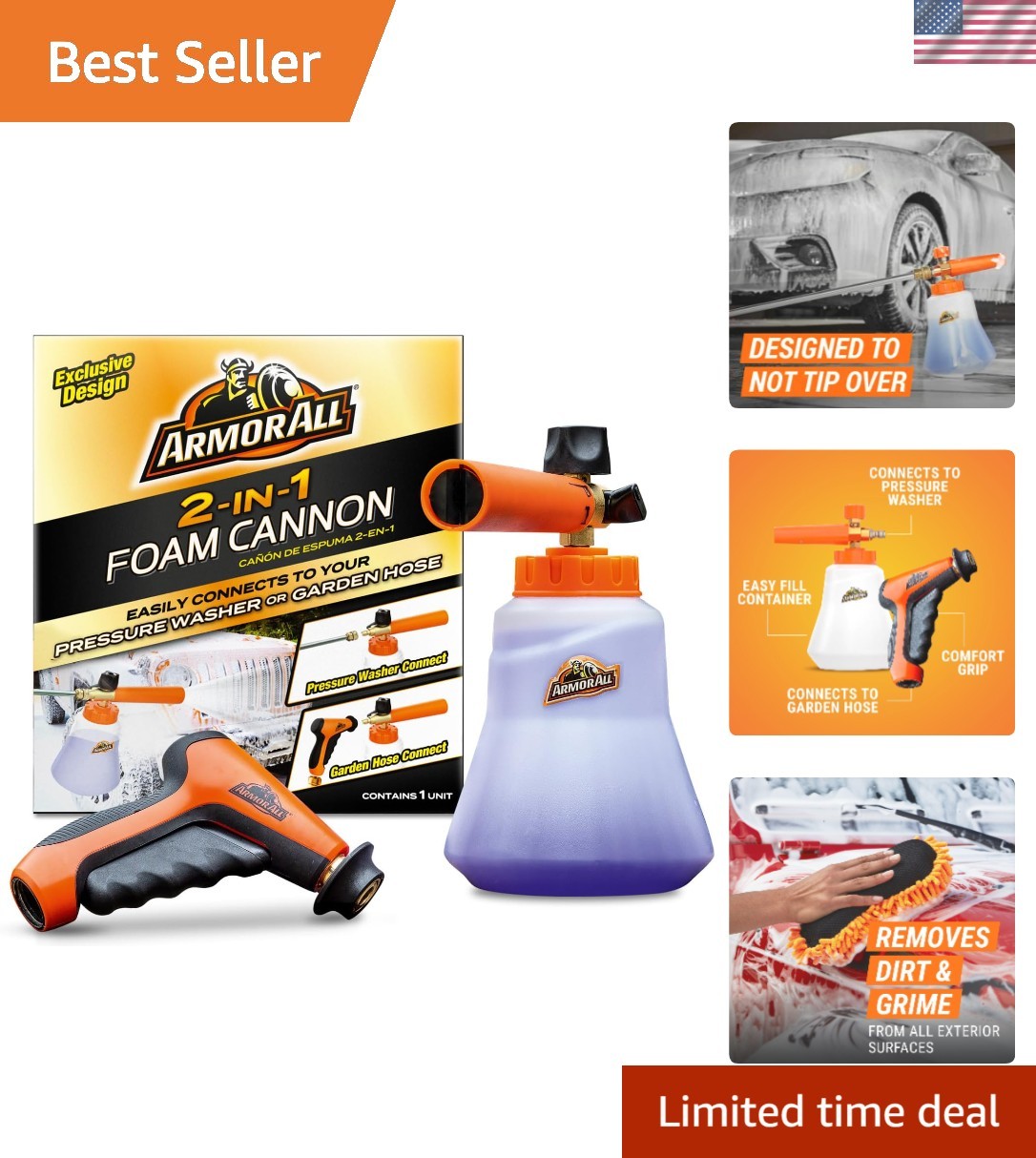 2-in-1 Foam Cannon Kit – Car Wash & Detail Cleaning Kit for Power Washers, Ga…