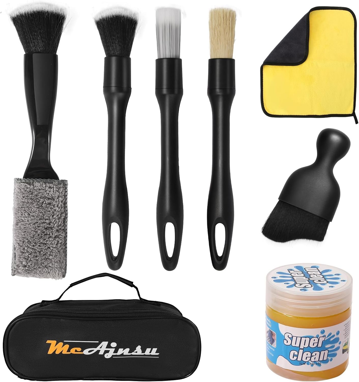 8 Piece Car Interior Detailing Kit Cleaning Gel Brushes Towel for Cars SUVs
