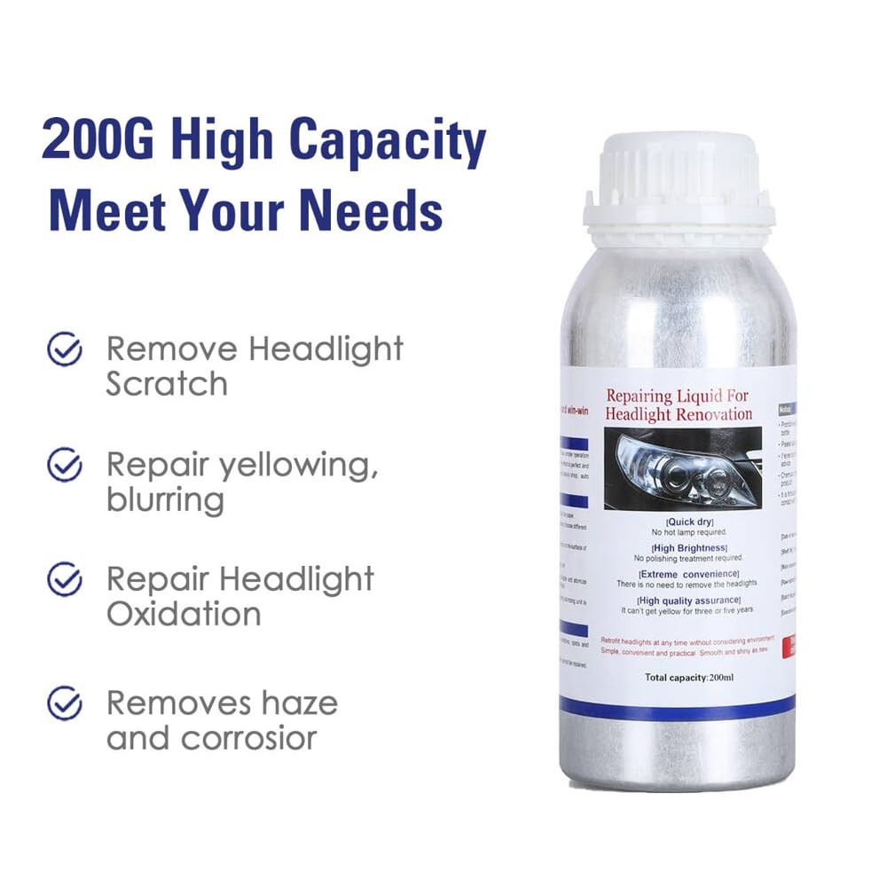 200ML Headlight Restoration Liquid,Automobile Lens Polish