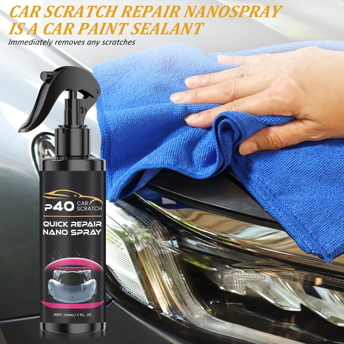 2PCS P40 Car Scratch Quick Repair Nano Spray, Instant Invisible Scratch