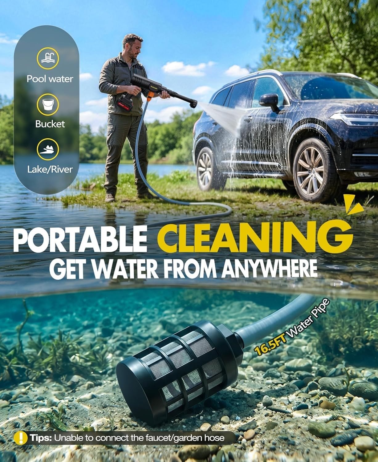 Efficient Handheld Cordless Car Washer with Foam Cannon – Ideal for Outdoor Use