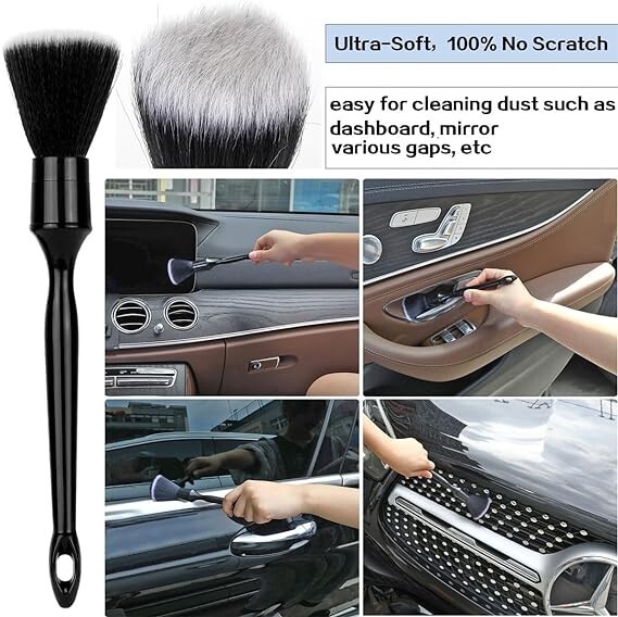 Car Interior Duster Detail Brush Cleaning Gel Kit, Soft Dash Vent Dusting Car