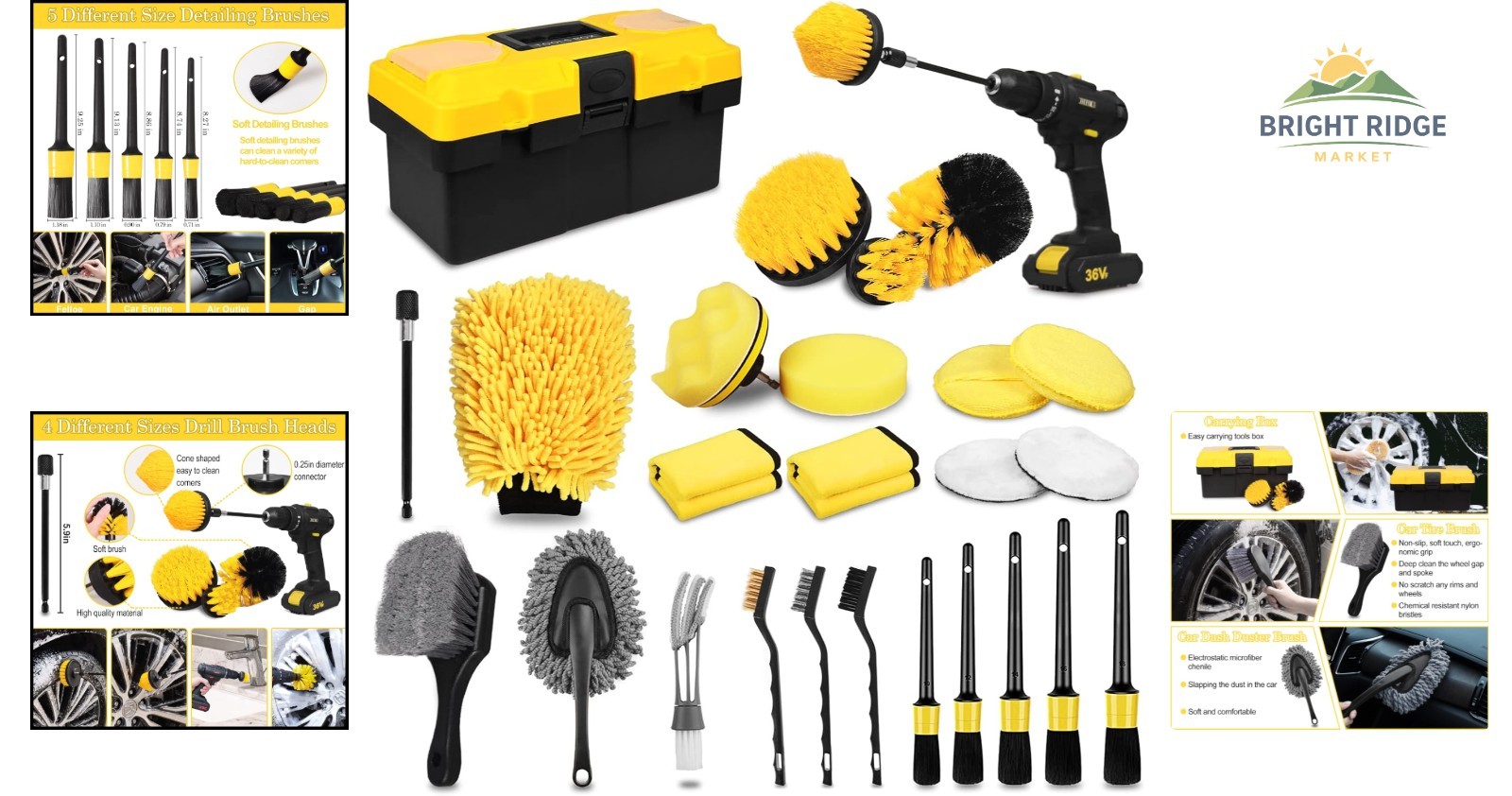 Auto Detailing Tool Set with 27 Pieces for Complete Car Interior and Exterior