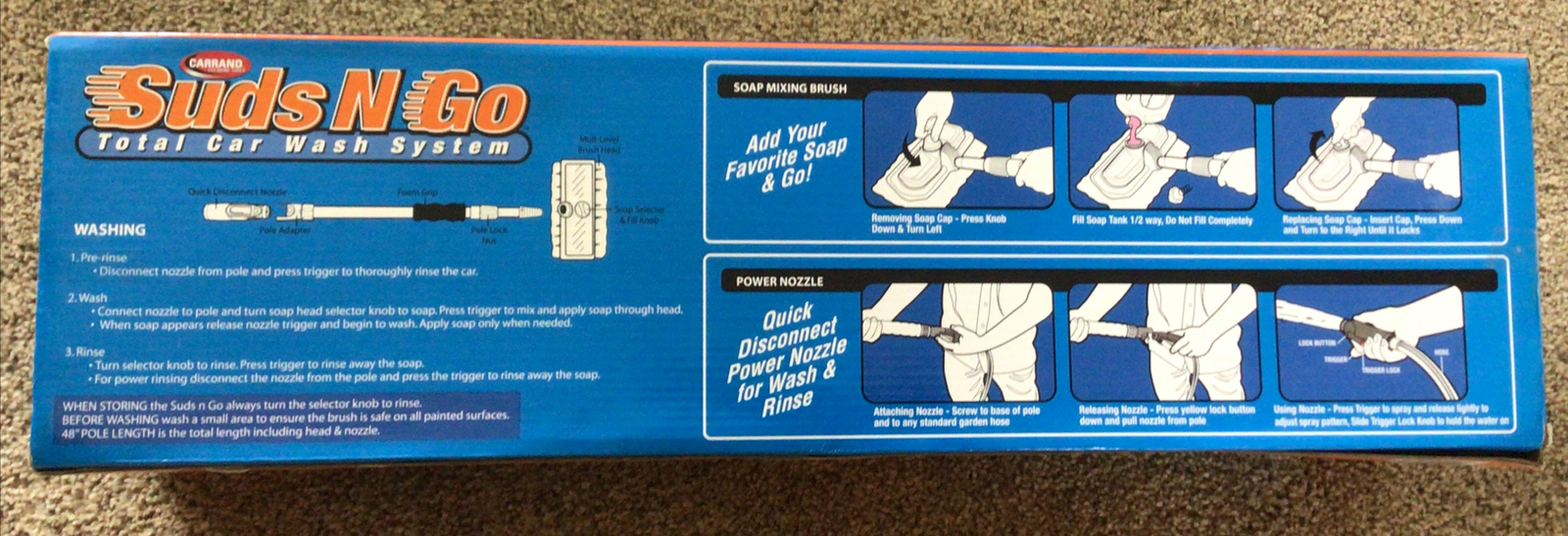 Auto & Home Suds N Go Total Car Washing Kit with Flow-Thru Extending Pole – New