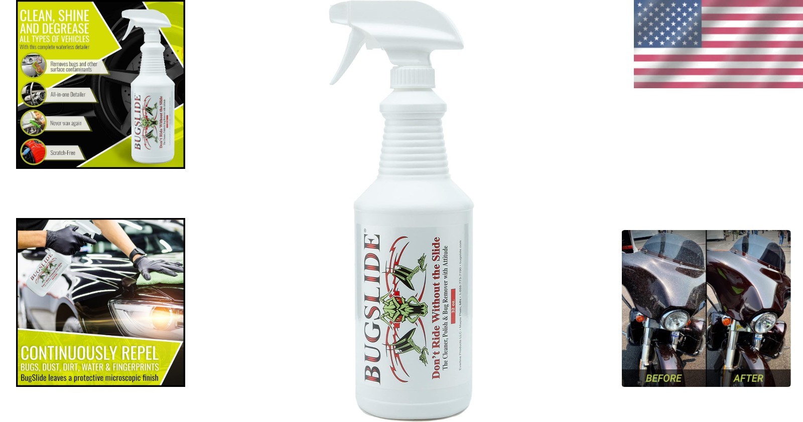 Streak-Free Bug Remover & Car Detailer Spray – 32 oz Non-Toxic Cleaning Solution