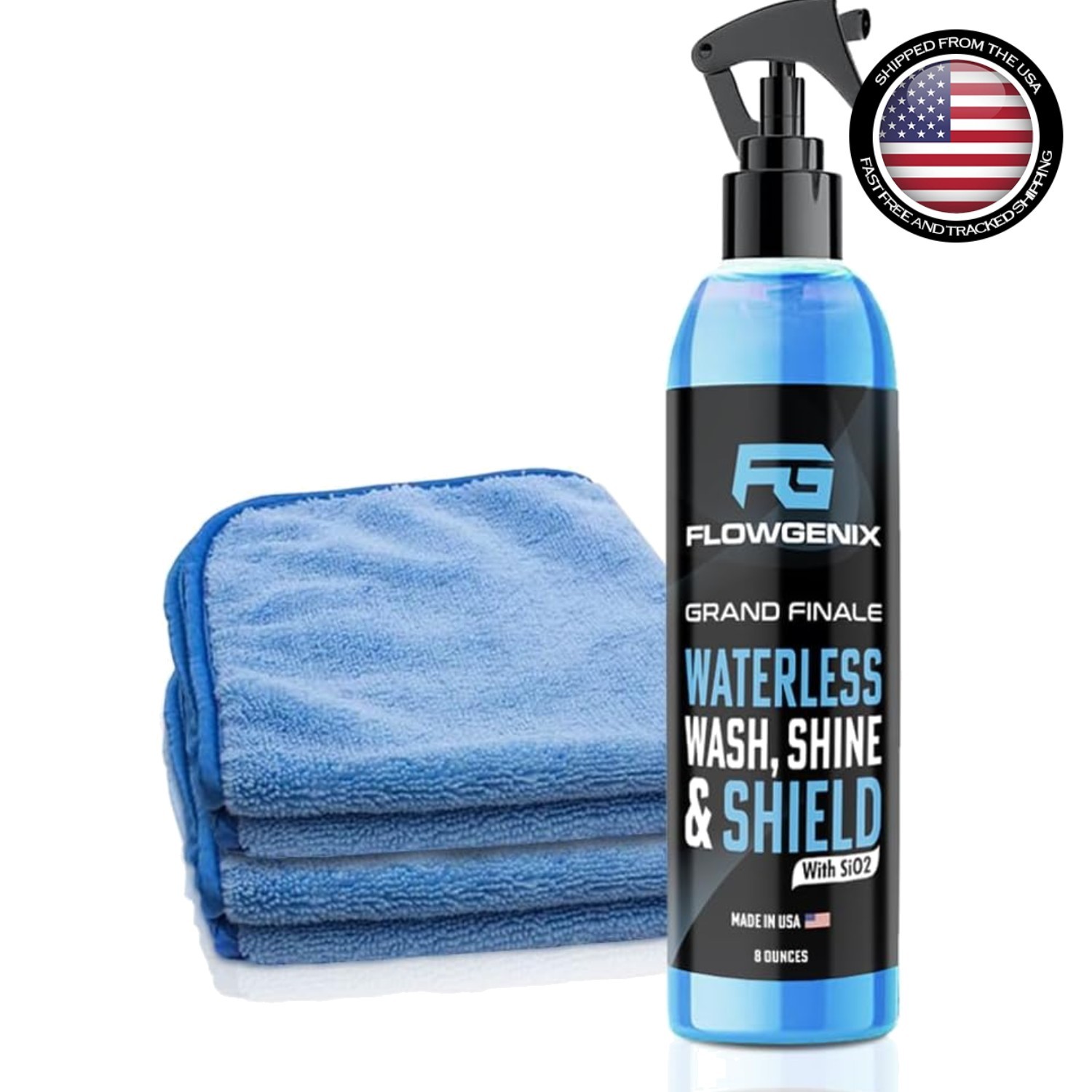 Ceramic Coating Waterless Car Wash Spray – 8 oz with Microfiber Towels Included