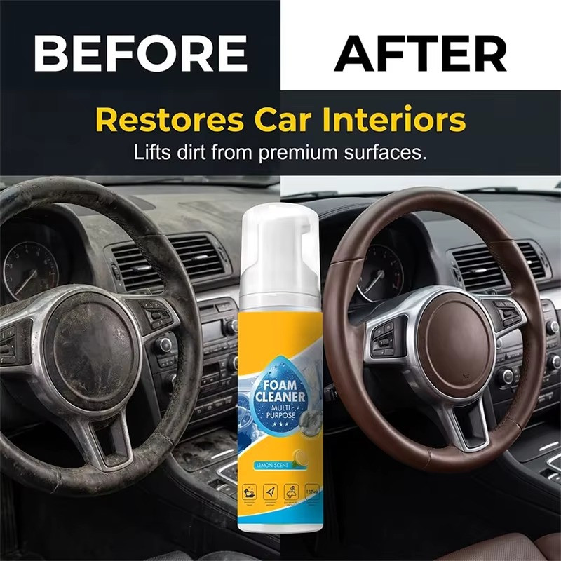 Wash Free Foam Car Interior Cleaner for Seats Roof Leather Care Spray ✅
