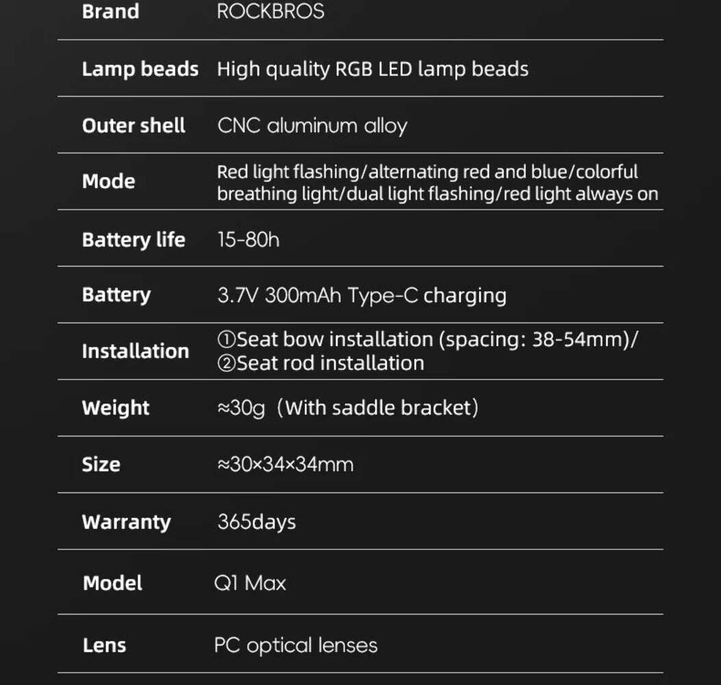 ROCKBROS Bicycle Tail Light Smart Brake Sensing Rear Bike Aluminum