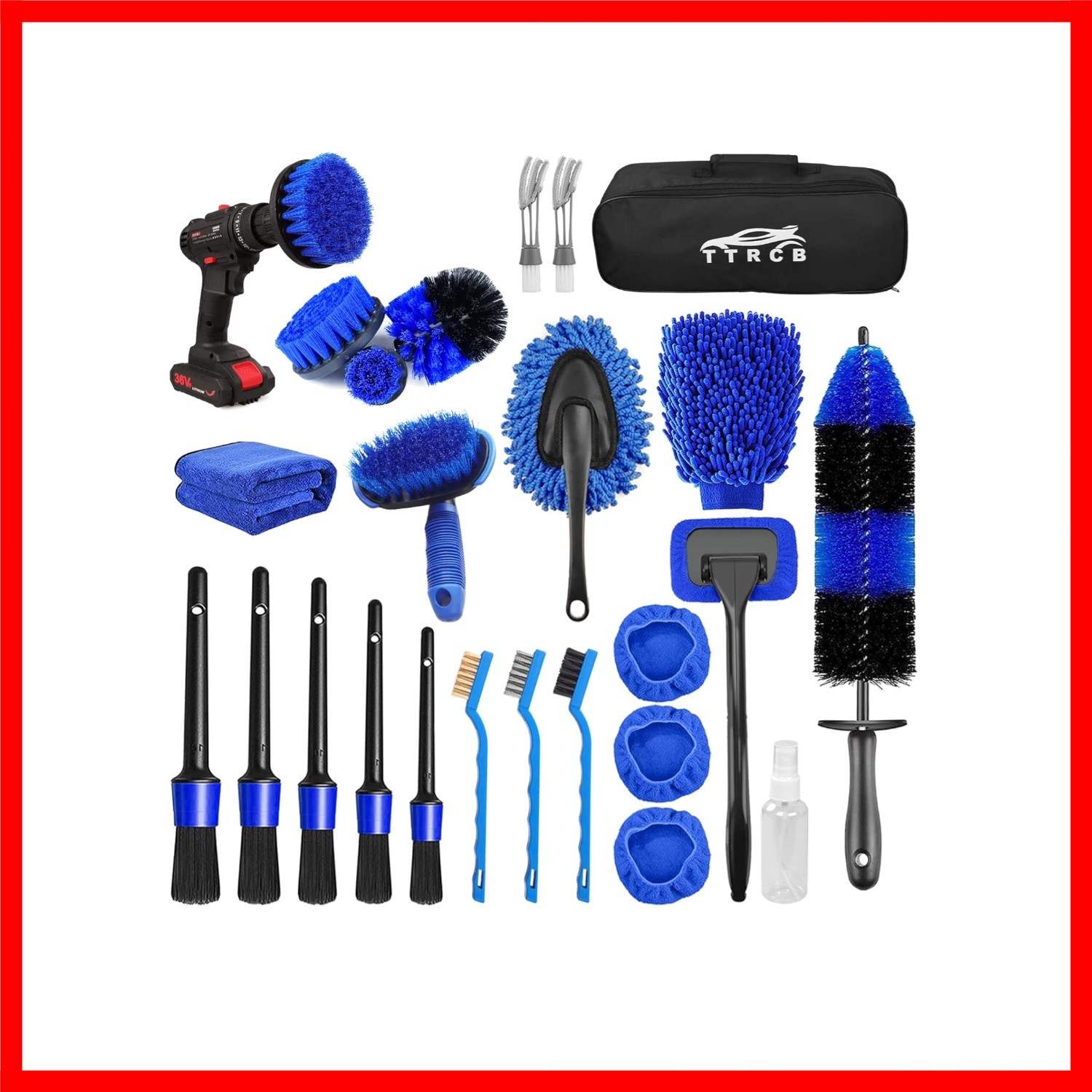 Car Detailing Kit Car Wash Supplies Brush Set Interior Exterior Wheels Cleaning