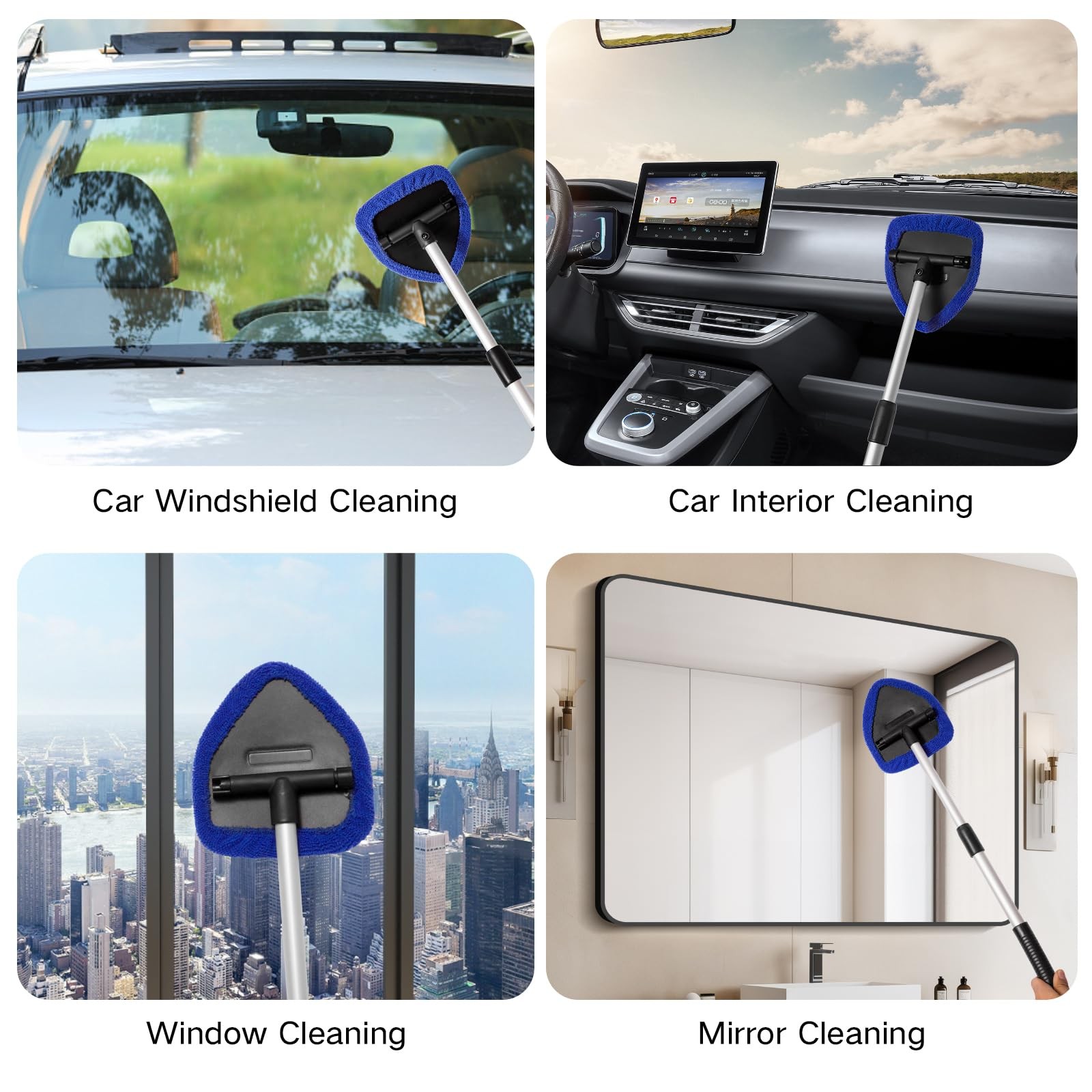 Qydipclin 11pcs Windshield Cleaner Tool, Car Window Cleaning Wash Kit Blue