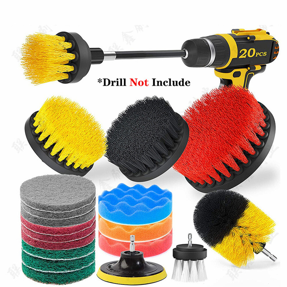 25pcs Car Drill Brush Cleaning Kit Interior Exterior Engine Wheel Multipurpose