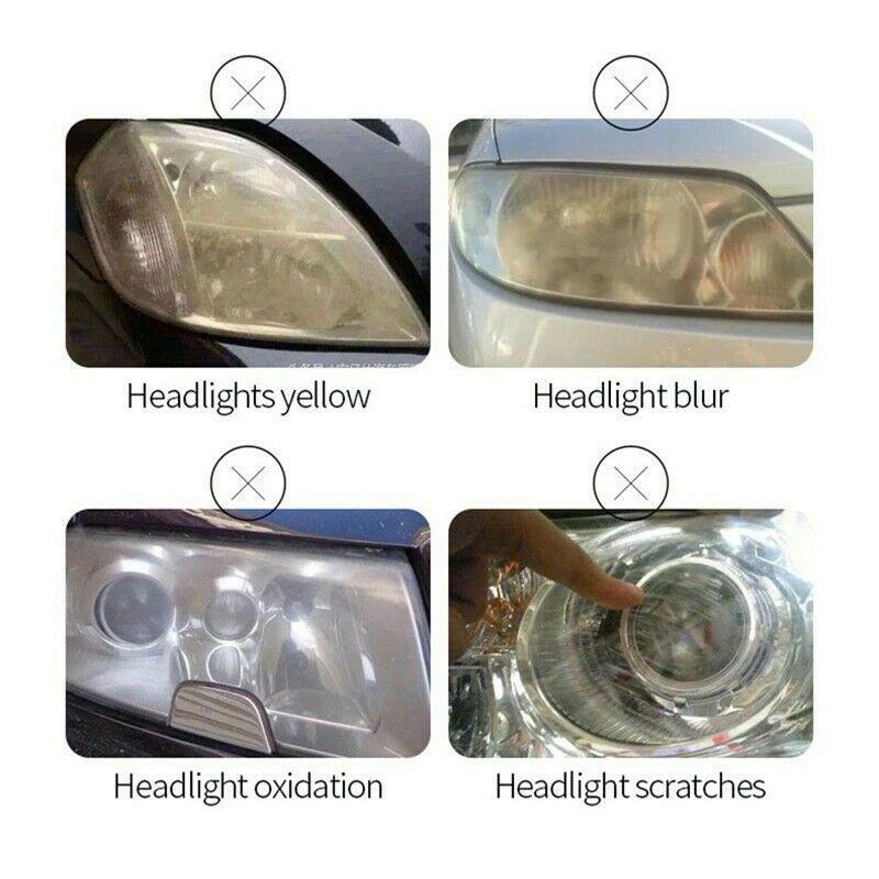 Car Headlights Restore Kit Set +Headlight Cleaner Repair Polish Liquid 200ml