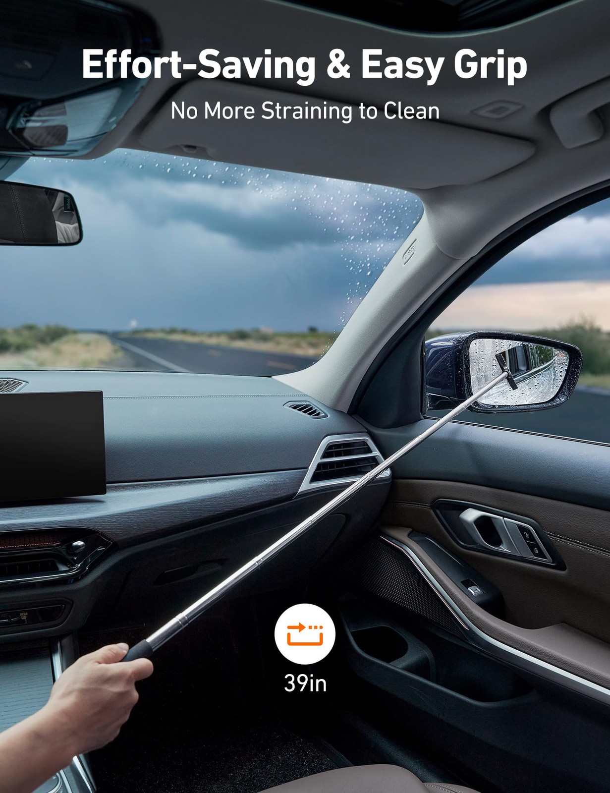 AstroAI Car Windshield Cleaner Tool, Window Cleaning Kit with 39in Blue