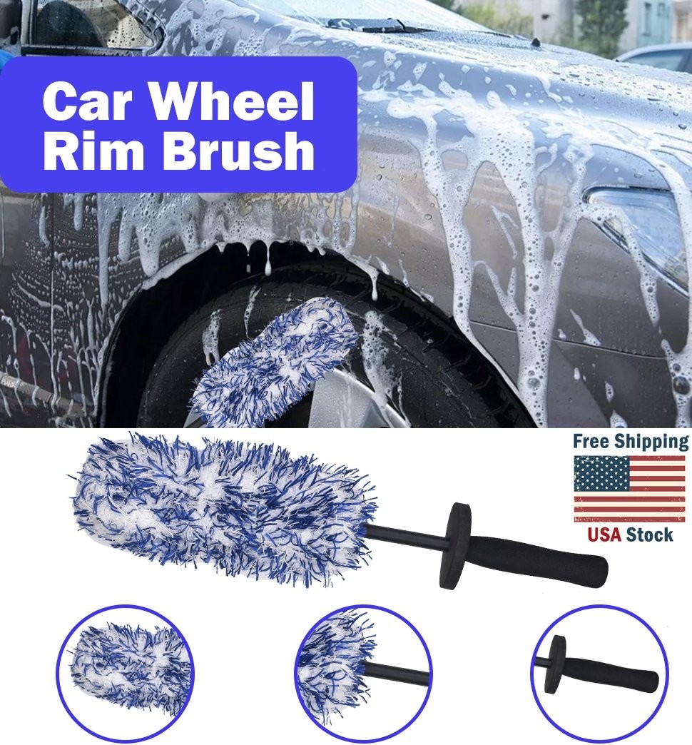 Car Cleaning Rim Cleaner Wheel Cleaning Brush, Metal Free Soft Synthetic Wool US